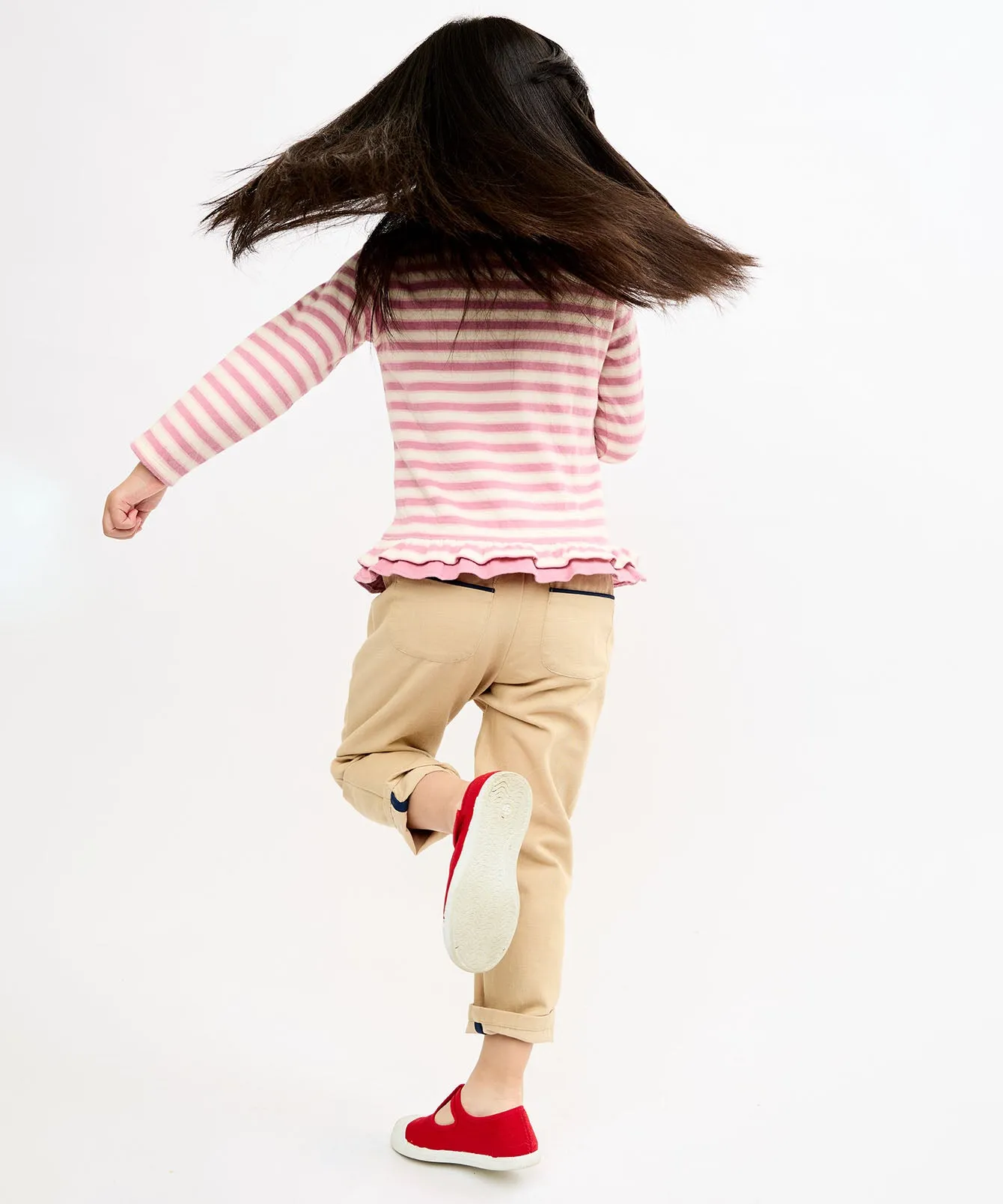 Edwina T-Shirt, Rose Rugby Stripe