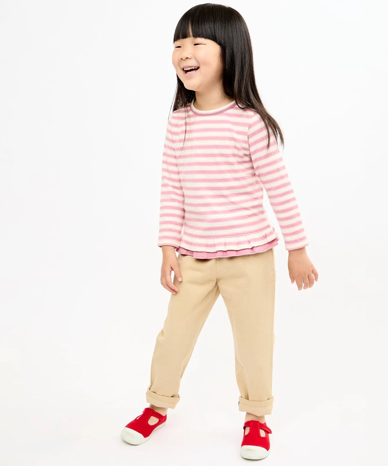 Edwina T-Shirt, Rose Rugby Stripe