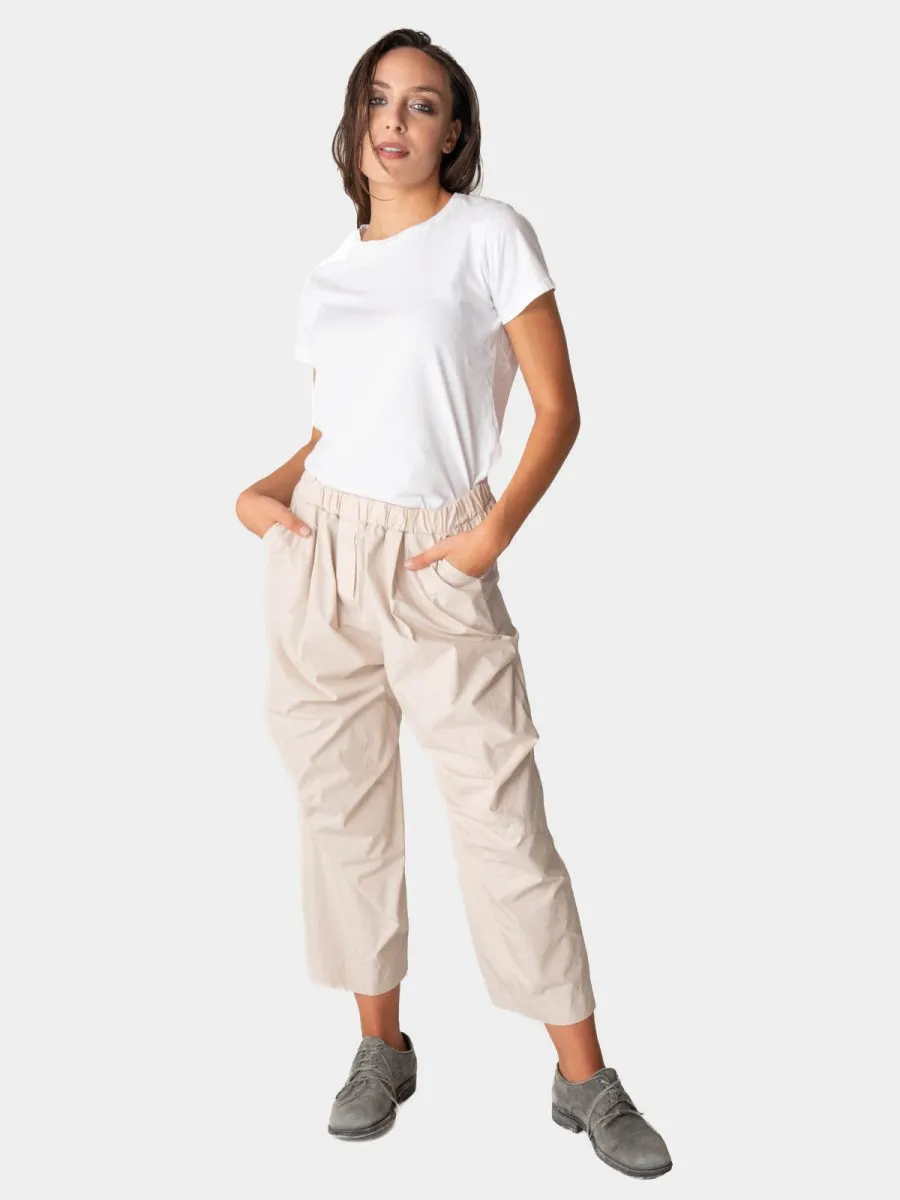 Elastic Waist Straight Leg Cotton Pants