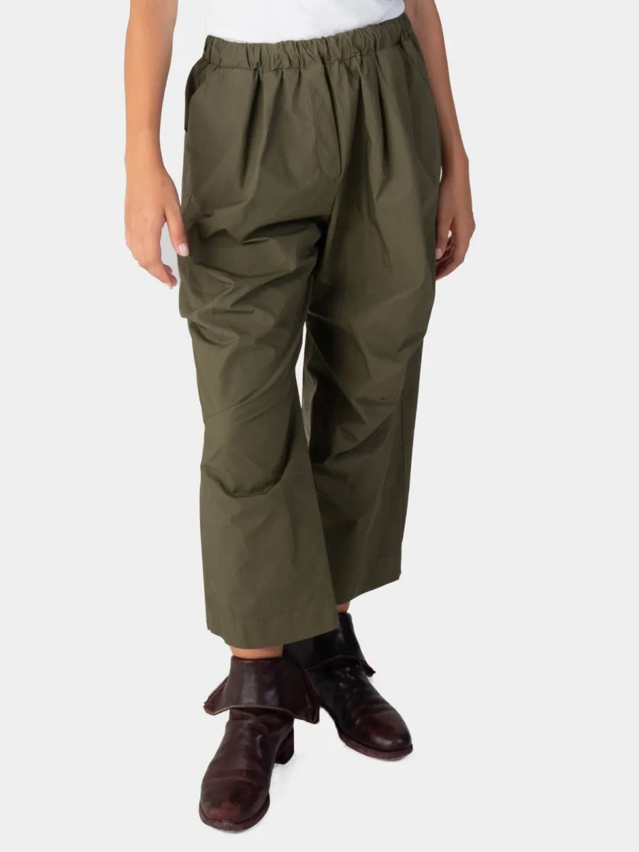 Elastic Waist Straight Leg Cotton Pants