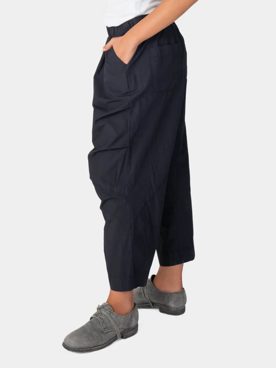 Elastic Waist Straight Leg Cotton Pants