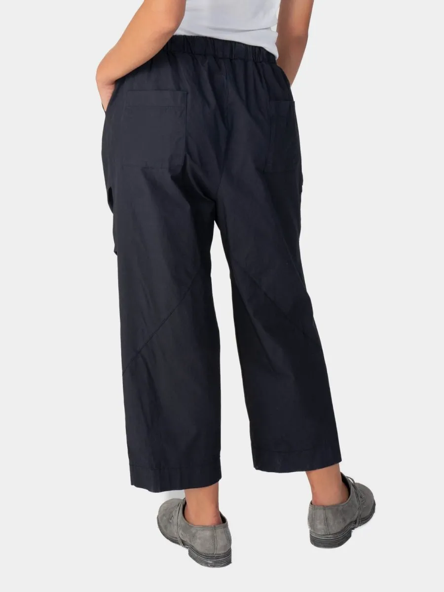 Elastic Waist Straight Leg Cotton Pants