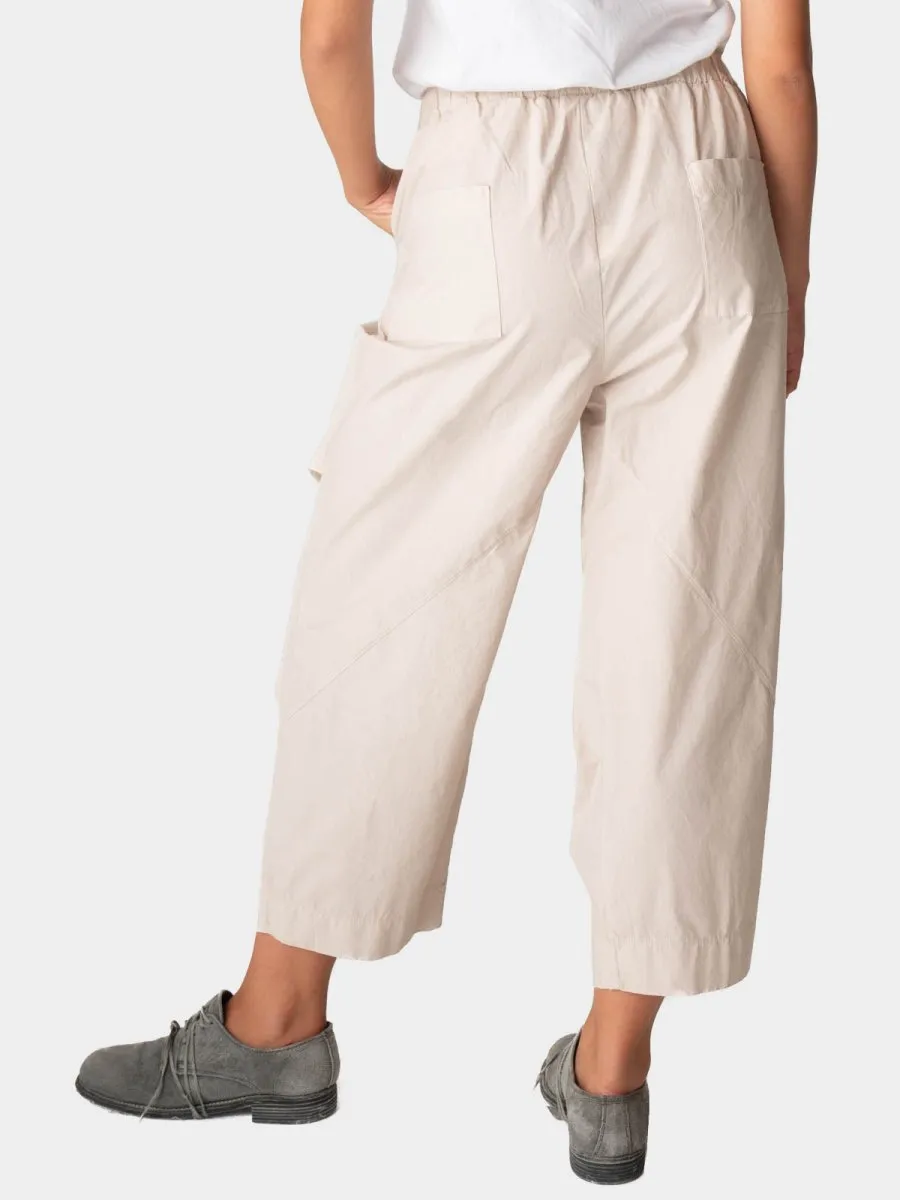 Elastic Waist Straight Leg Cotton Pants