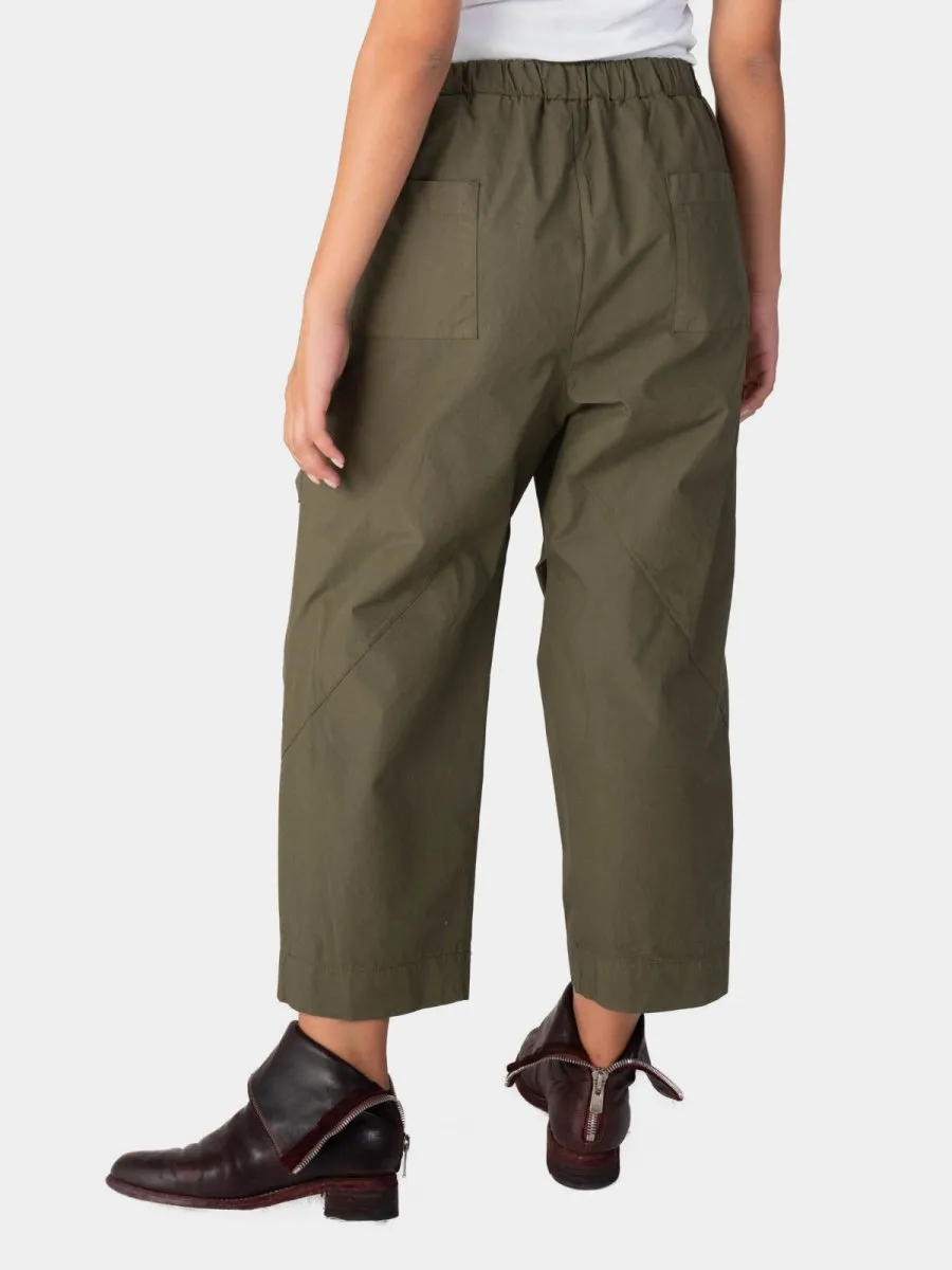 Elastic Waist Straight Leg Cotton Pants