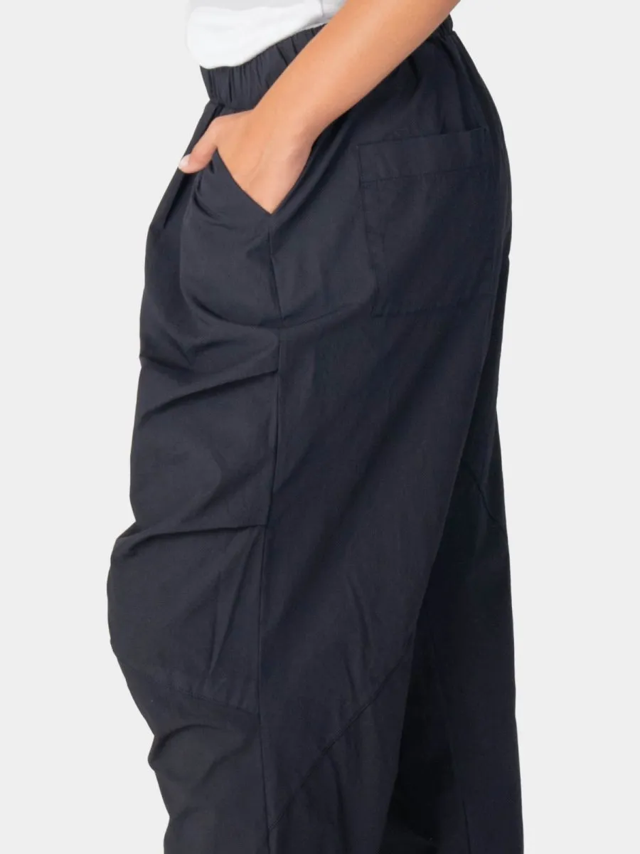 Elastic Waist Straight Leg Cotton Pants