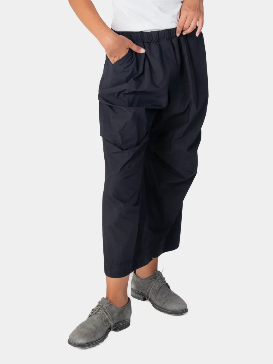 Elastic Waist Straight Leg Cotton Pants