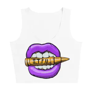 Electric Purple Logo Fitted Crop Top - White