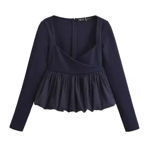 Elegant Long Sleeve Peplum Top
