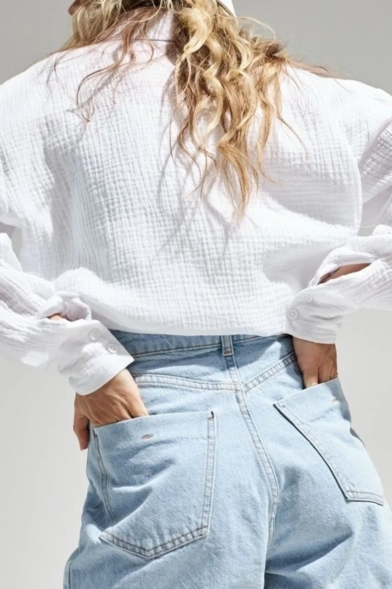 Elegant Solid Turndown Collar Tops