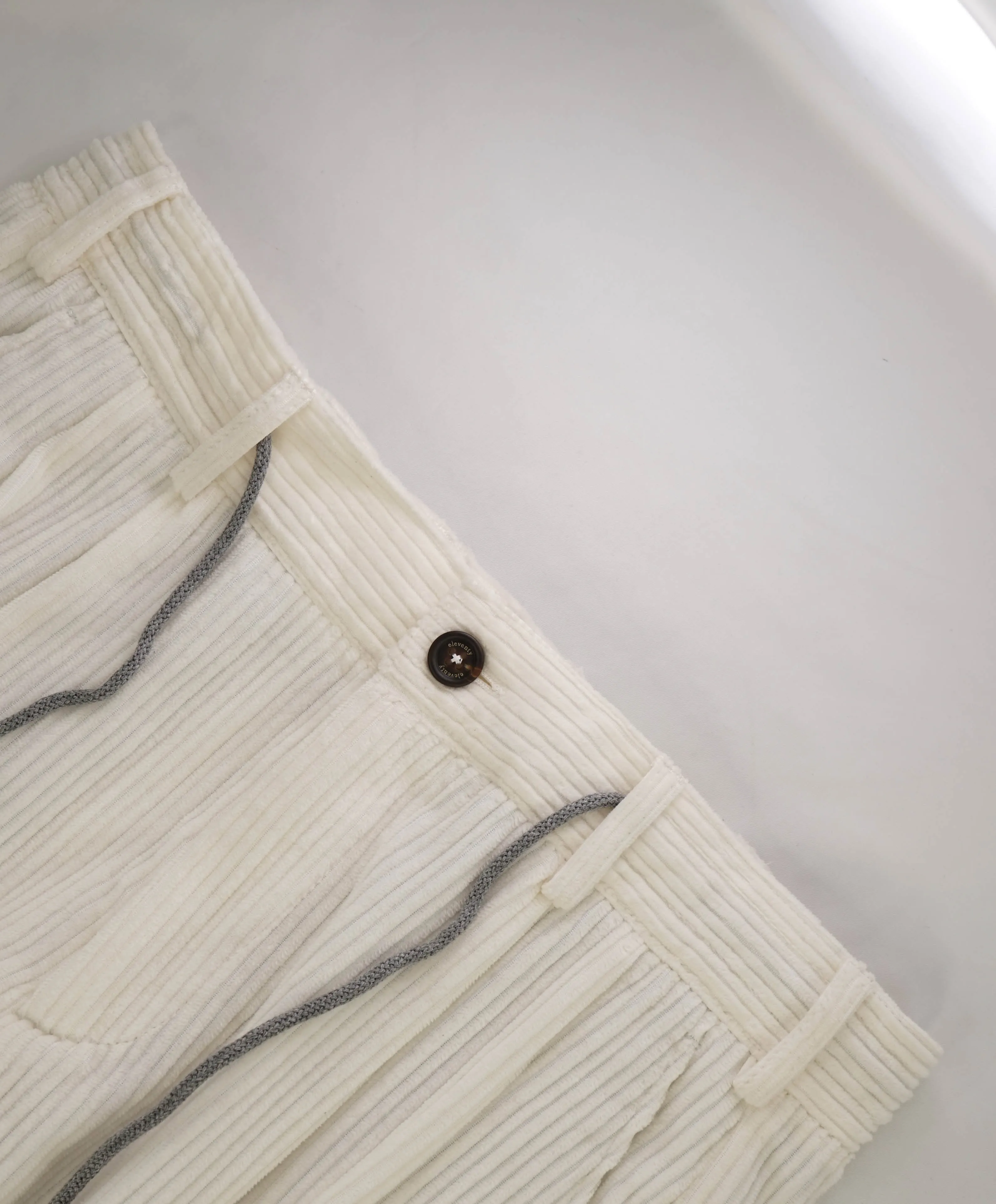 ELEVENTY - JOGGER *SUEDE Draw String* White CASHMERE Corduroy Pants- 33W