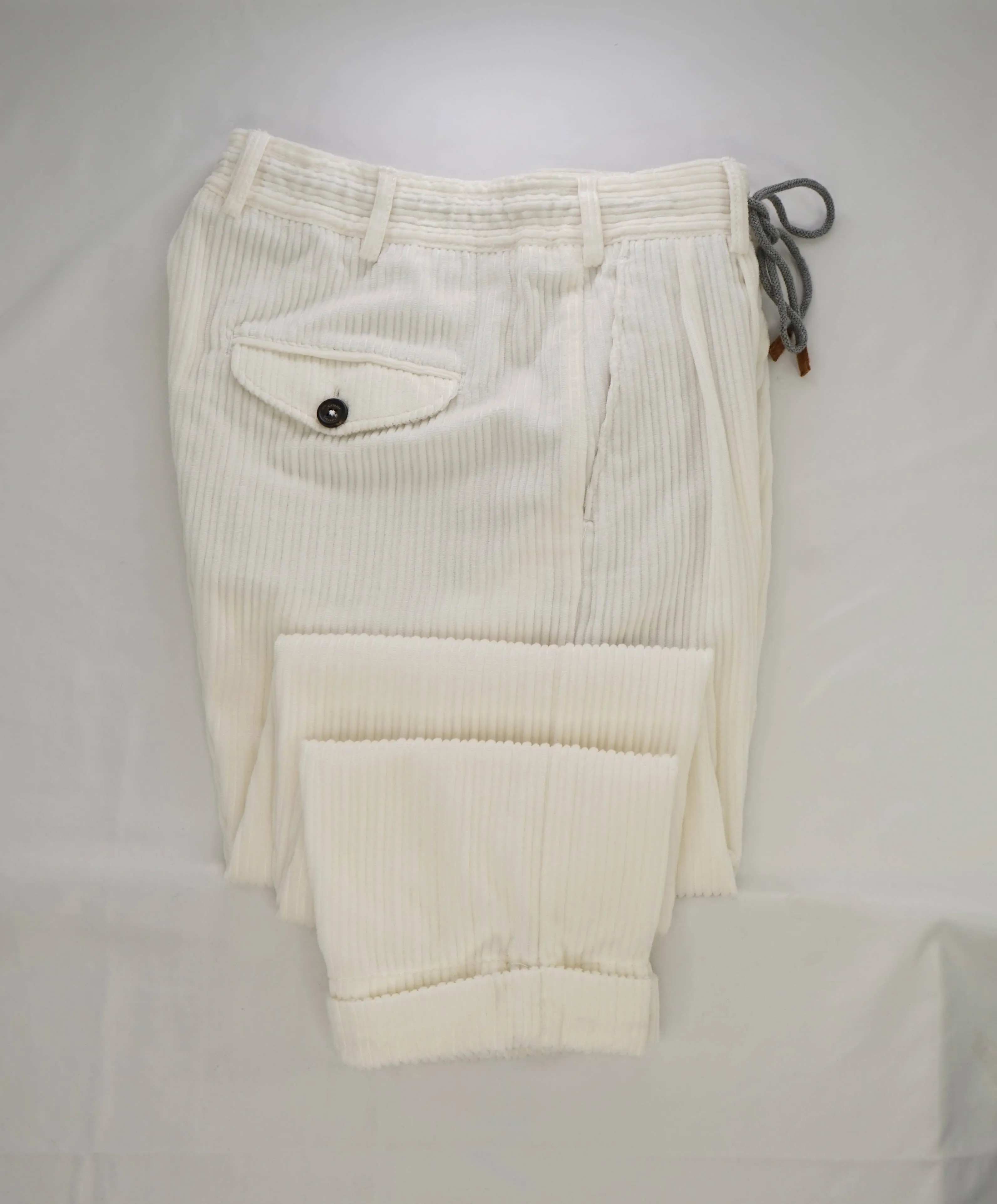 ELEVENTY - JOGGER *SUEDE Draw String* White CASHMERE Corduroy Pants- 33W
