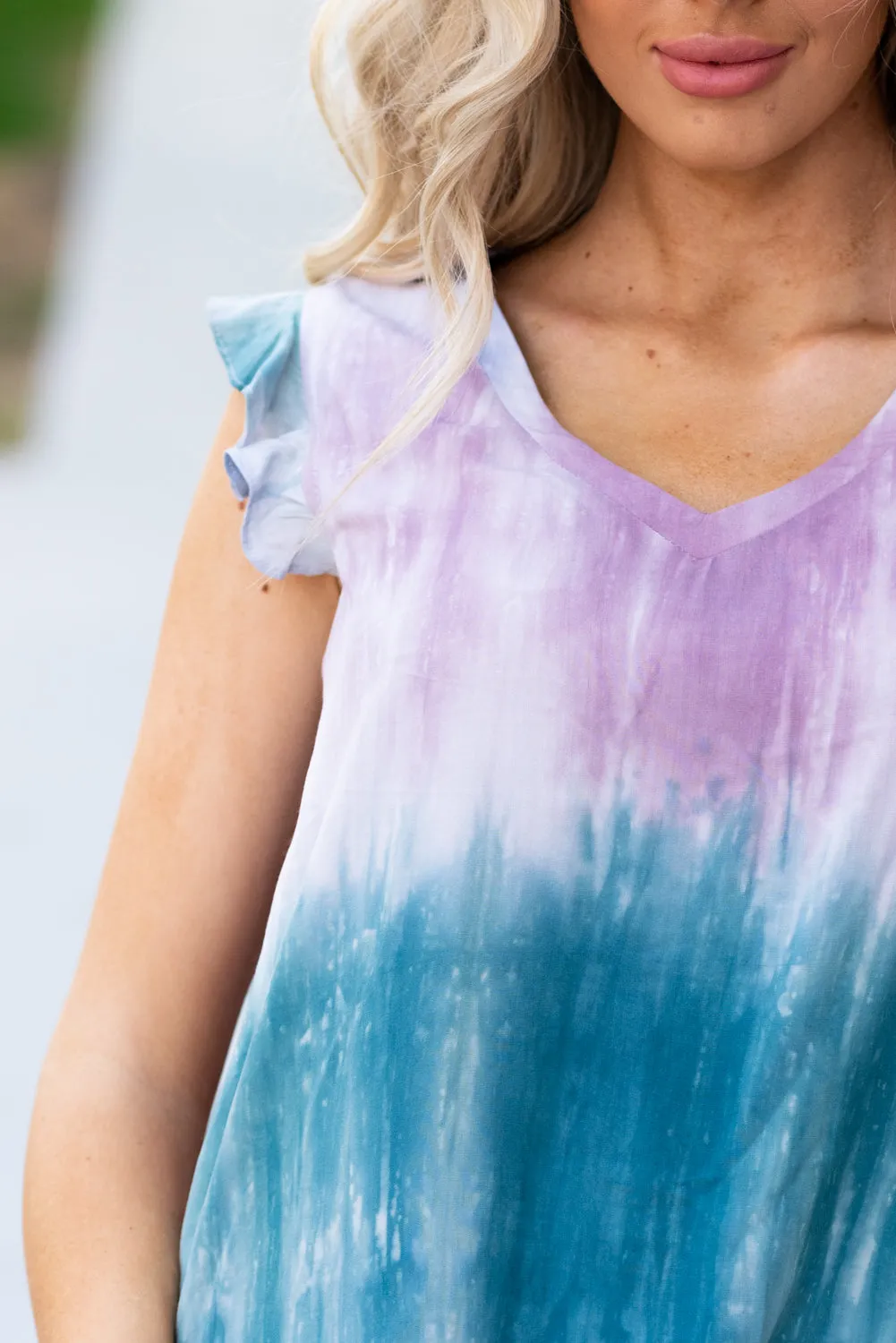 Elsie Ruffle Sleeve Tie Dye Top
