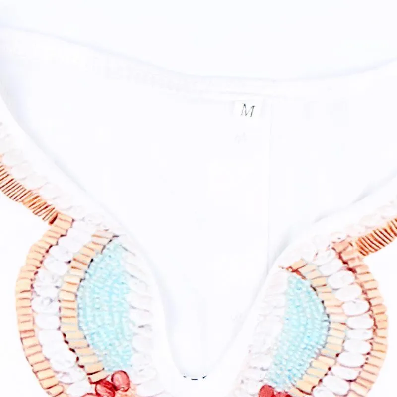 Embellished Collar Long Sleeve Blouse