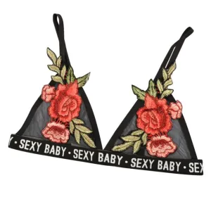 Embroidery Rose Print Crop Top