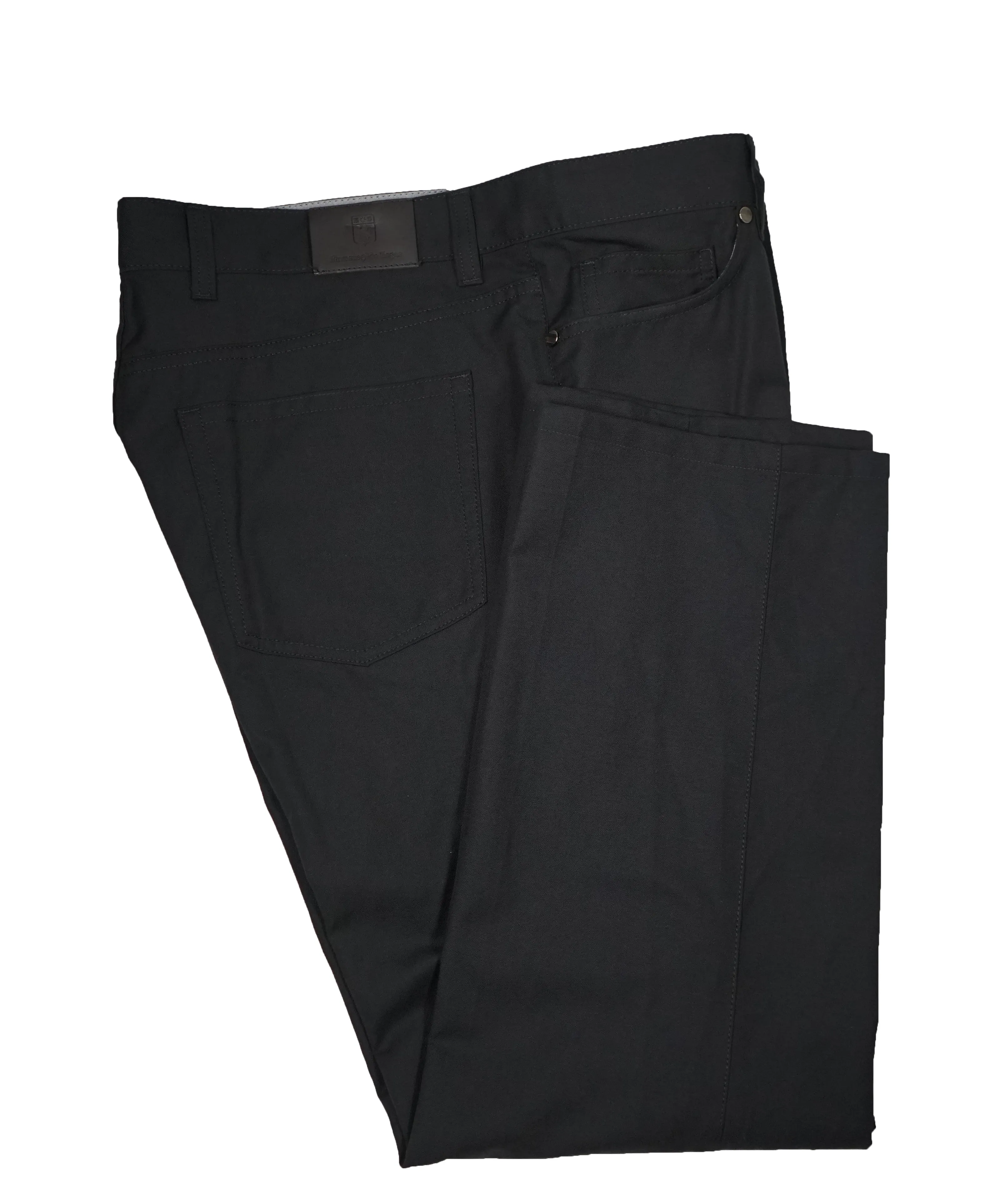 ERMENEGILDO ZEGNA - Black 5-Pocket Twill Weave Pants - 40W