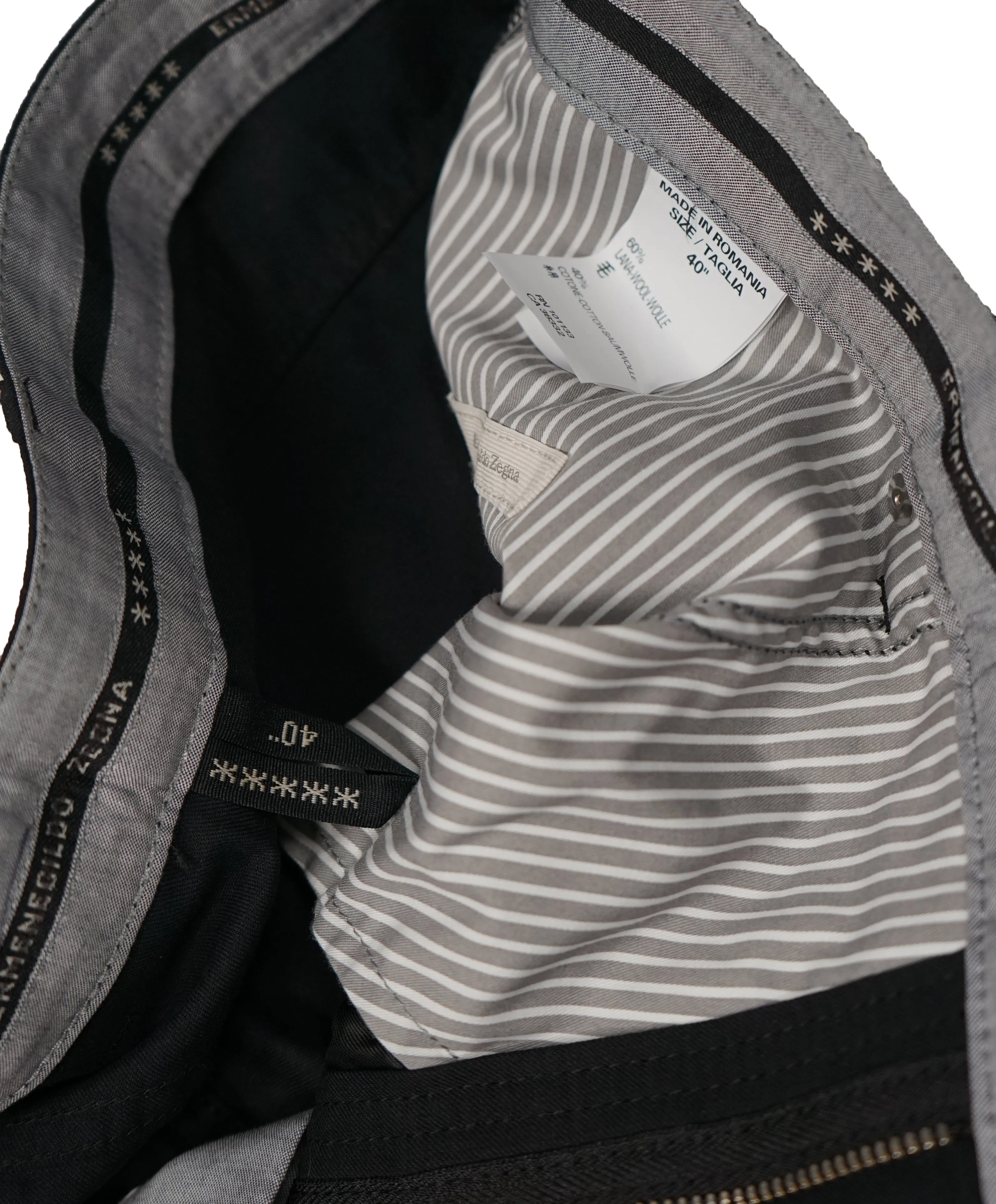 ERMENEGILDO ZEGNA - Black 5-Pocket Twill Weave Pants - 40W