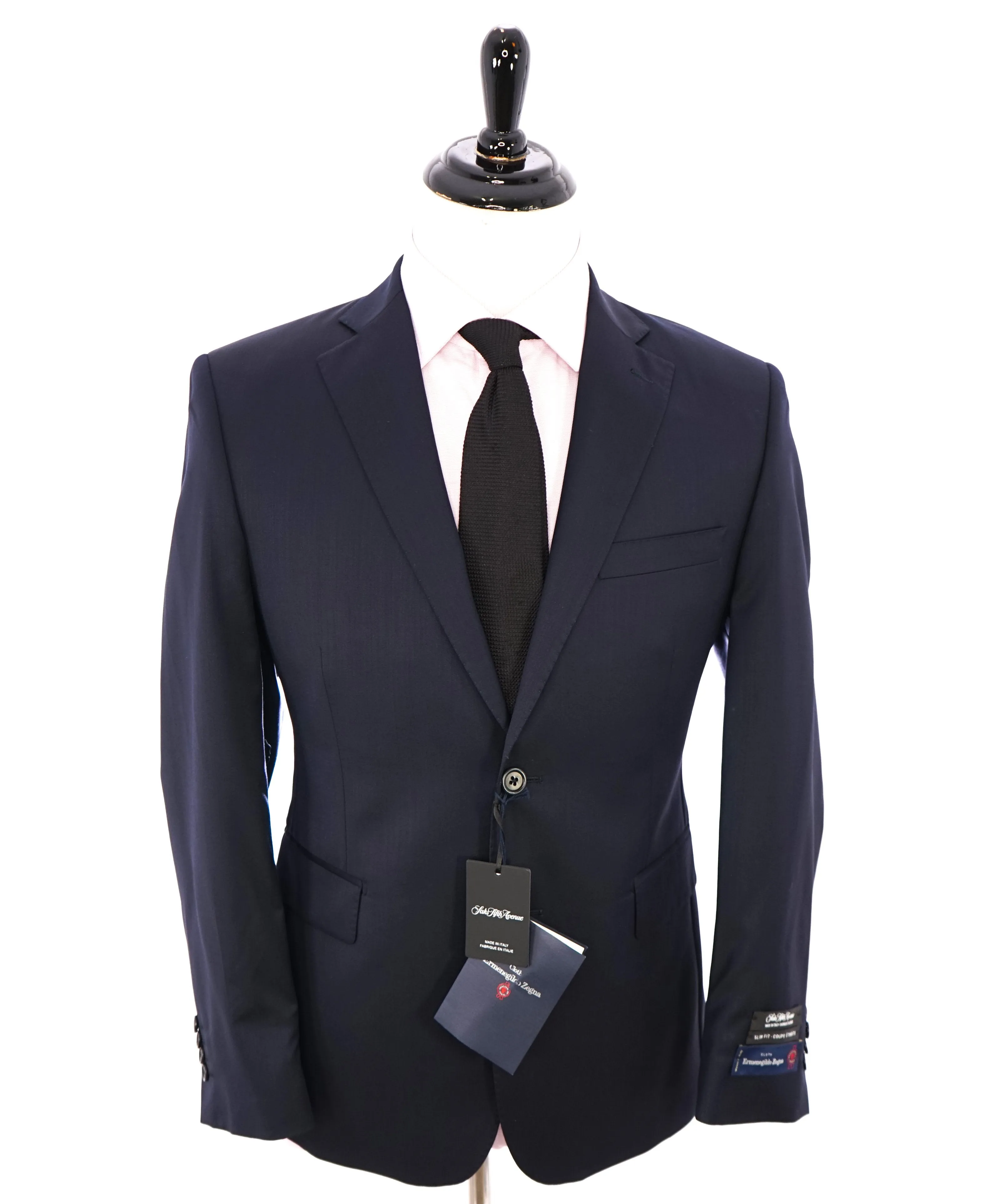 ERMENEGILDO ZEGNA - By SAKS FIFTH AVENUE "Classic" SILK BLEND Navy Suit - 44S