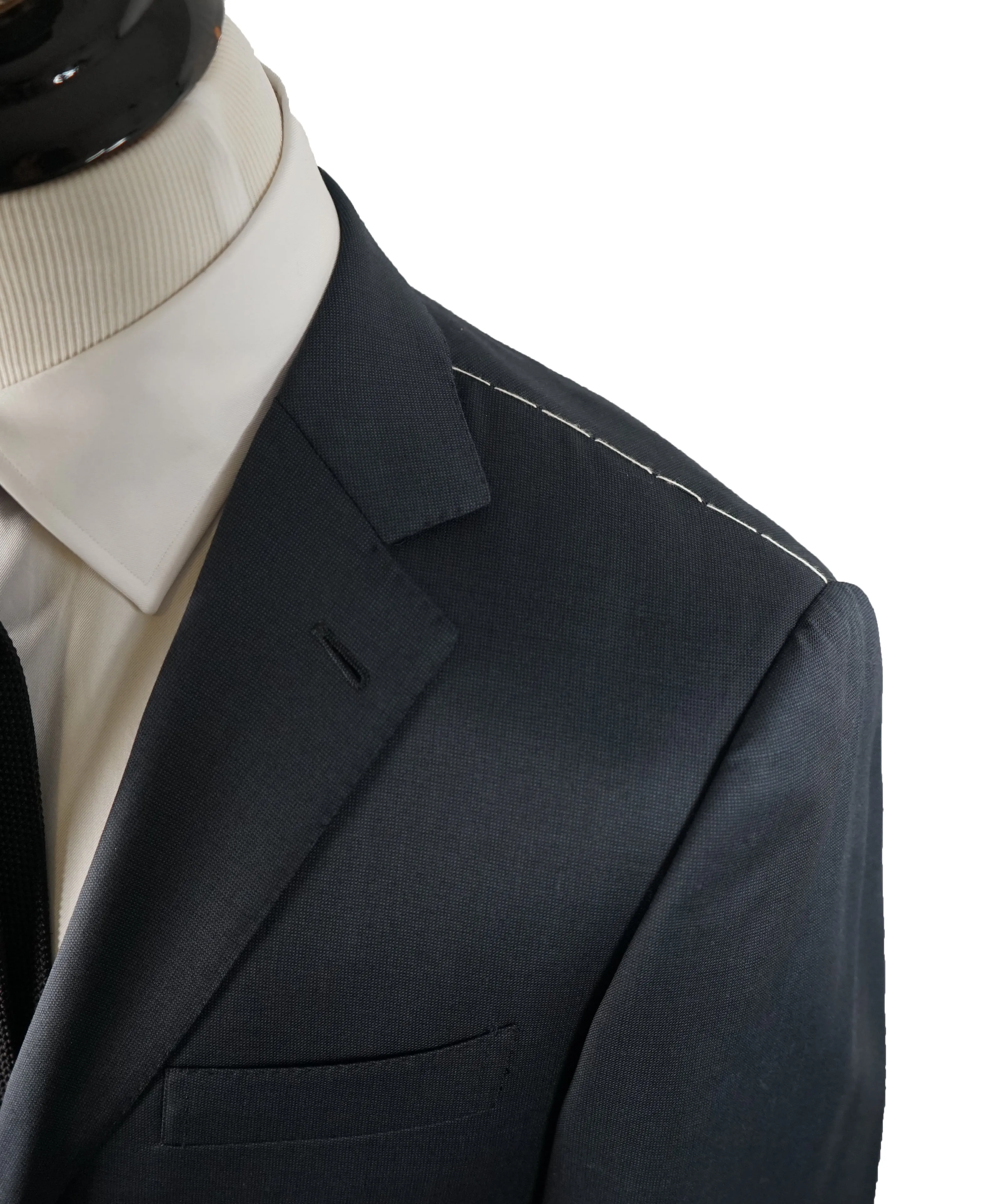 ERMENEGILDO ZEGNA -“Multiseason" Navy & Blue Birdseye Notch Lapel Suit - 40S