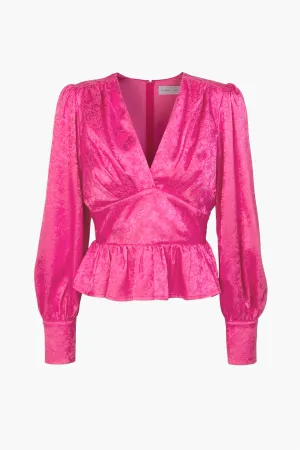 Eva Jacquard Peplum Blouse