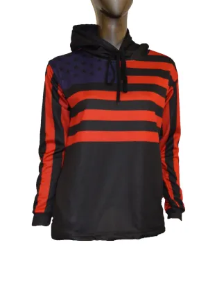 Evo9x FLAG Full Dye Sublimated Drawstring Pullover Hoodie Black