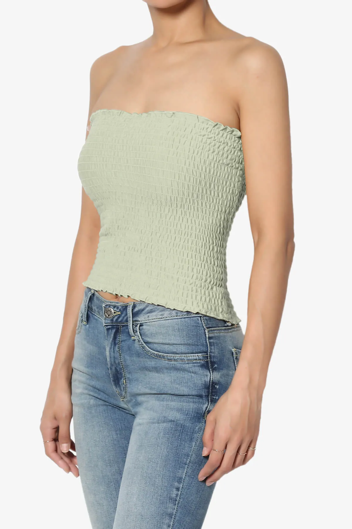 Faleece Smocked Crop Tube Top PLUS
