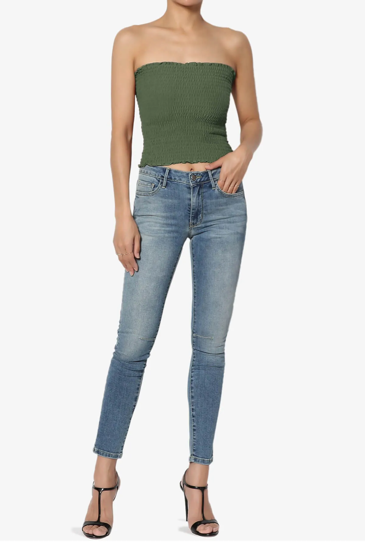 Faleece Smocked Crop Tube Top PLUS