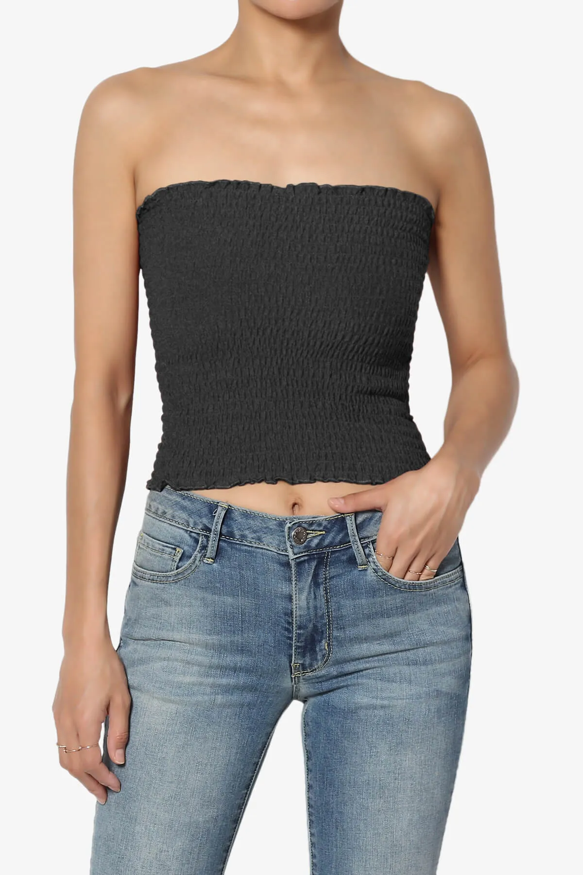 Faleece Smocked Crop Tube Top PLUS