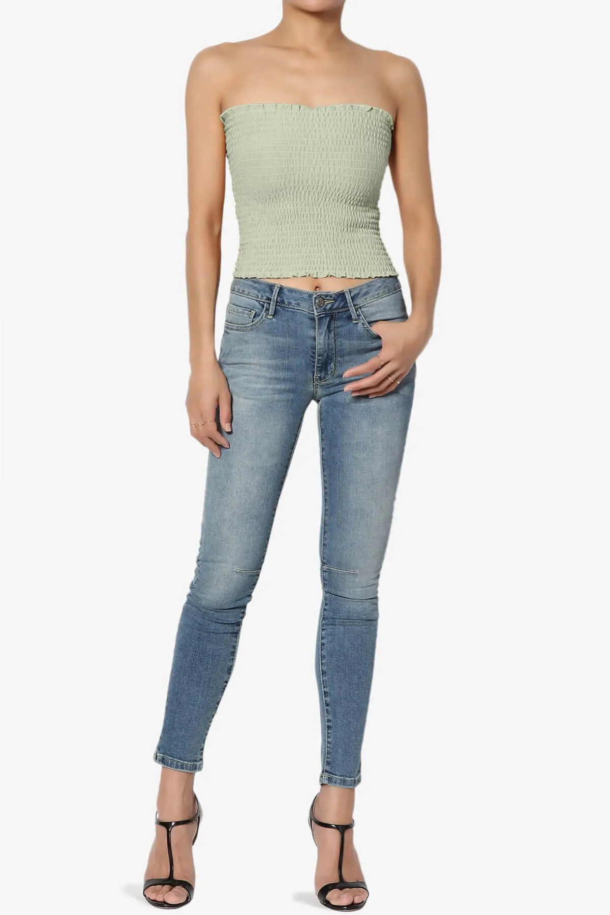 Faleece Smocked Crop Tube Top PLUS