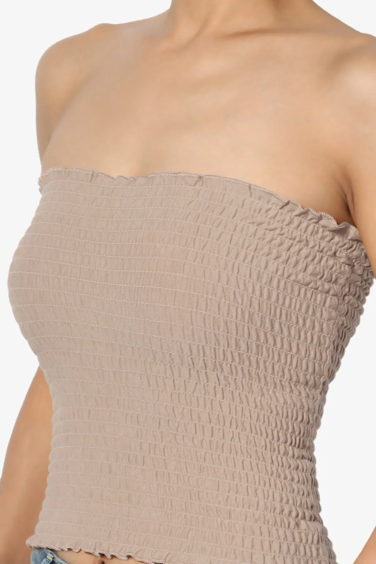 Faleece Smocked Crop Tube Top PLUS