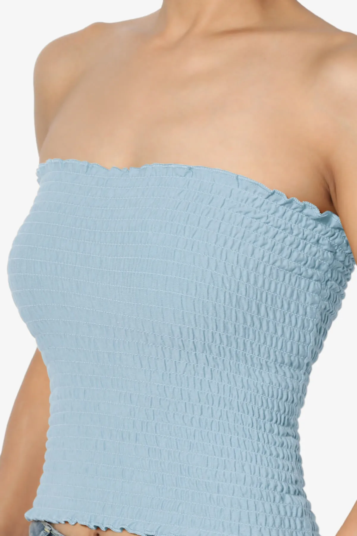 Faleece Smocked Crop Tube Top PLUS