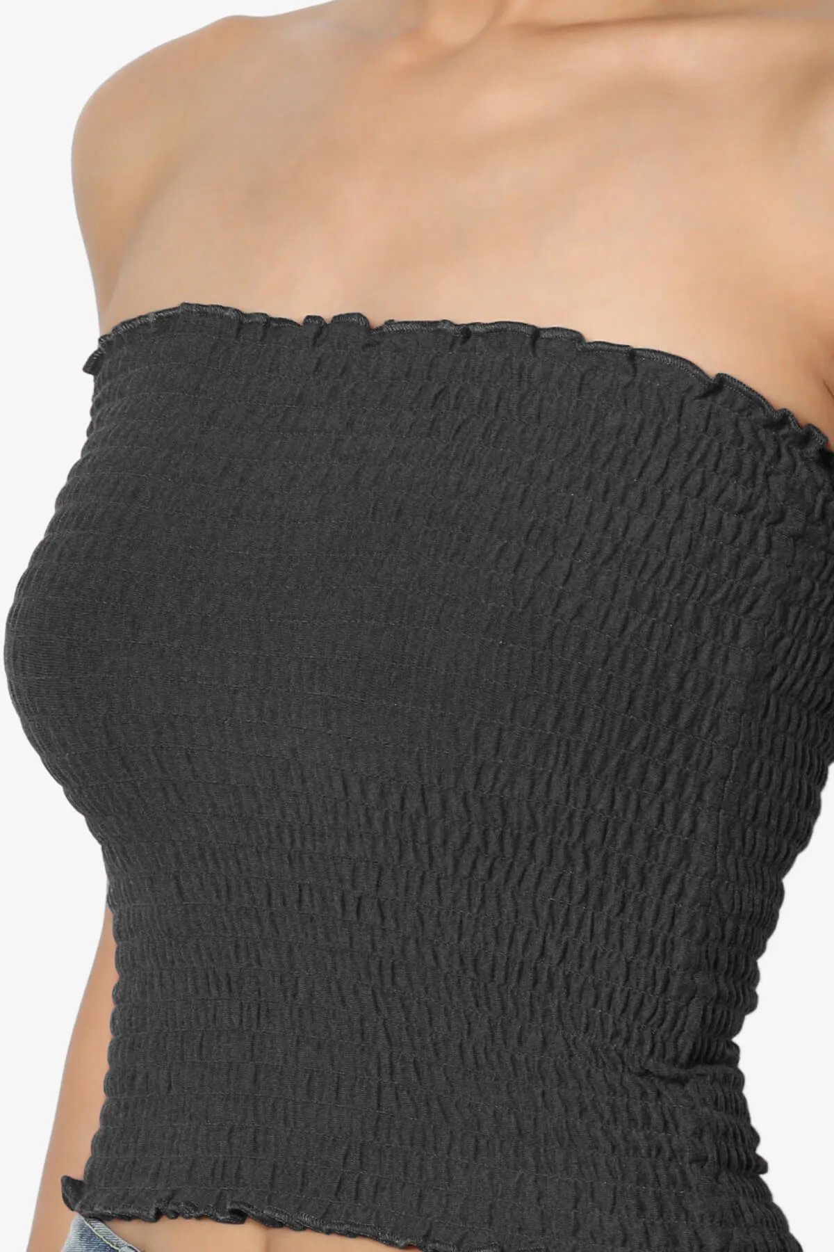 Faleece Smocked Crop Tube Top PLUS