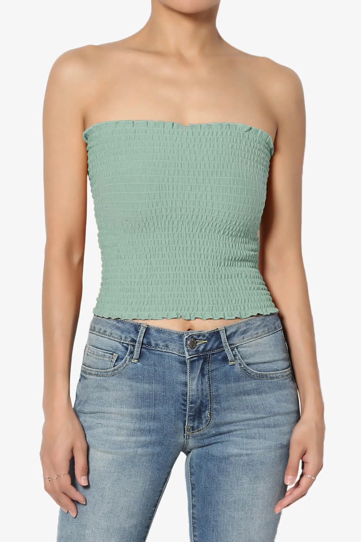 Faleece Smocked Crop Tube Top PLUS
