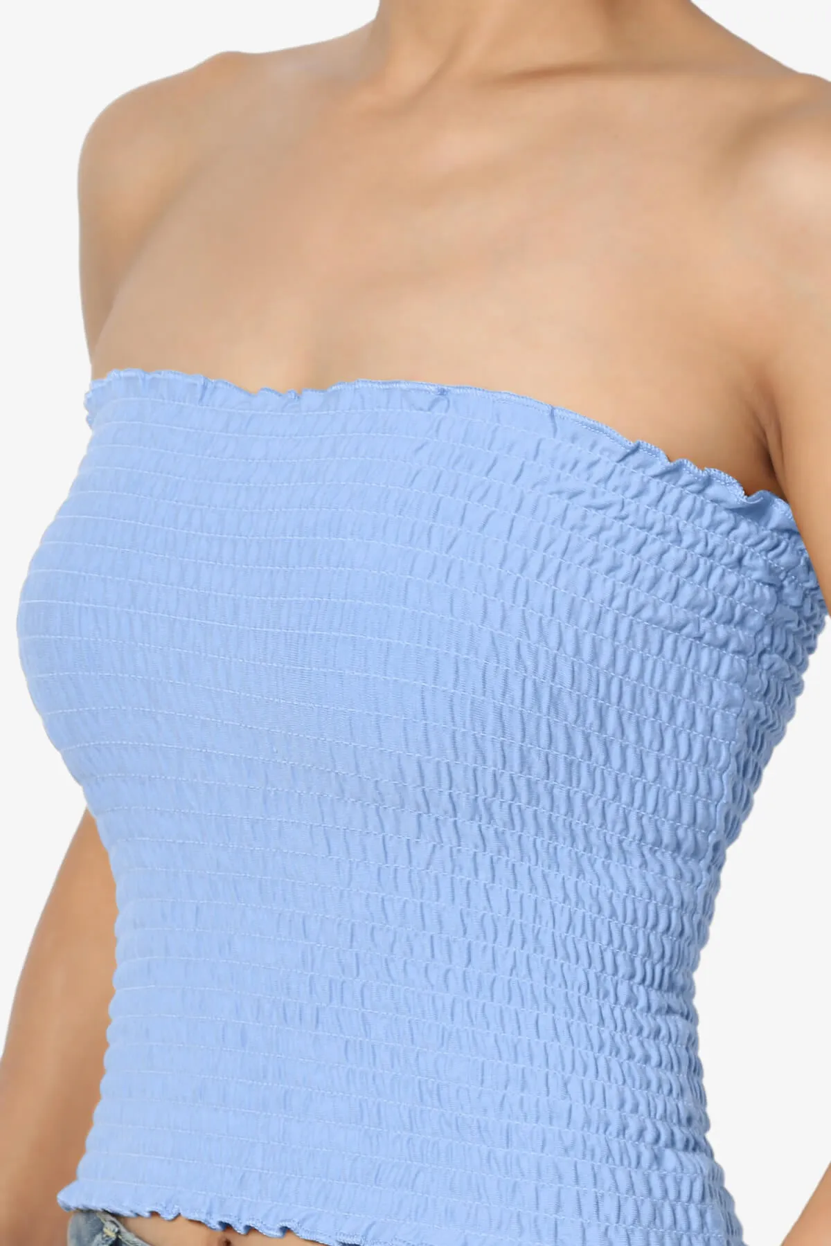 Faleece Smocked Crop Tube Top PLUS