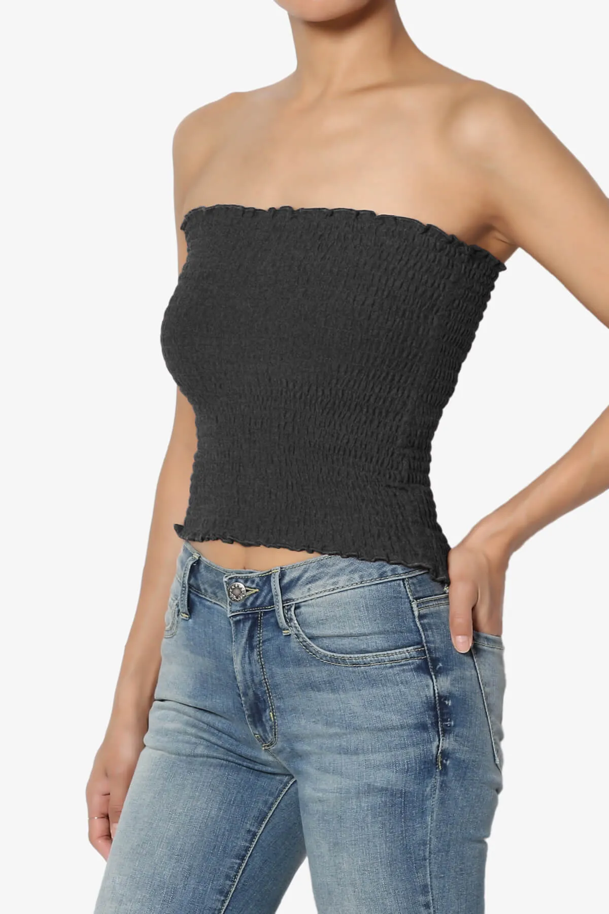 Faleece Smocked Crop Tube Top PLUS