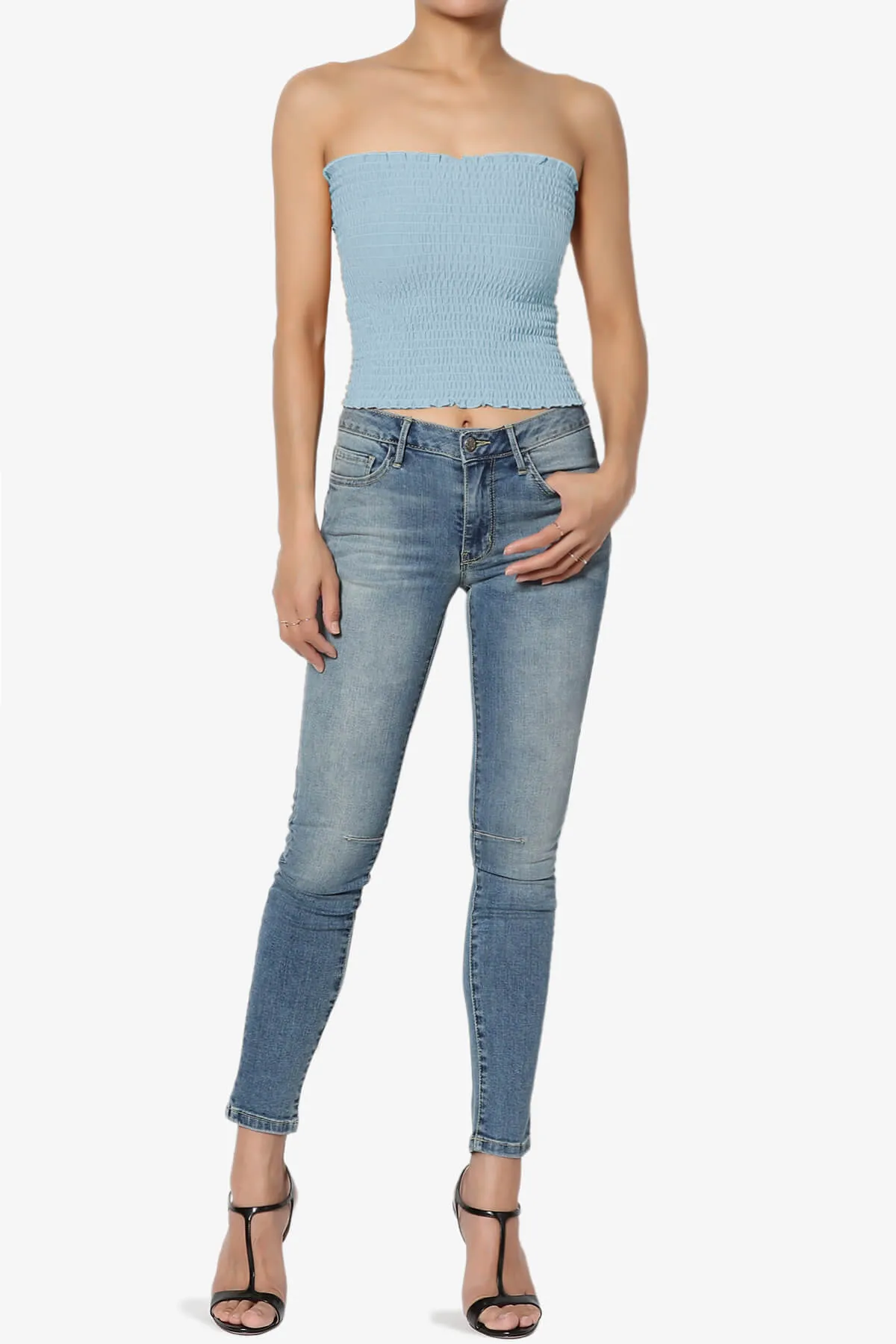 Faleece Smocked Crop Tube Top PLUS