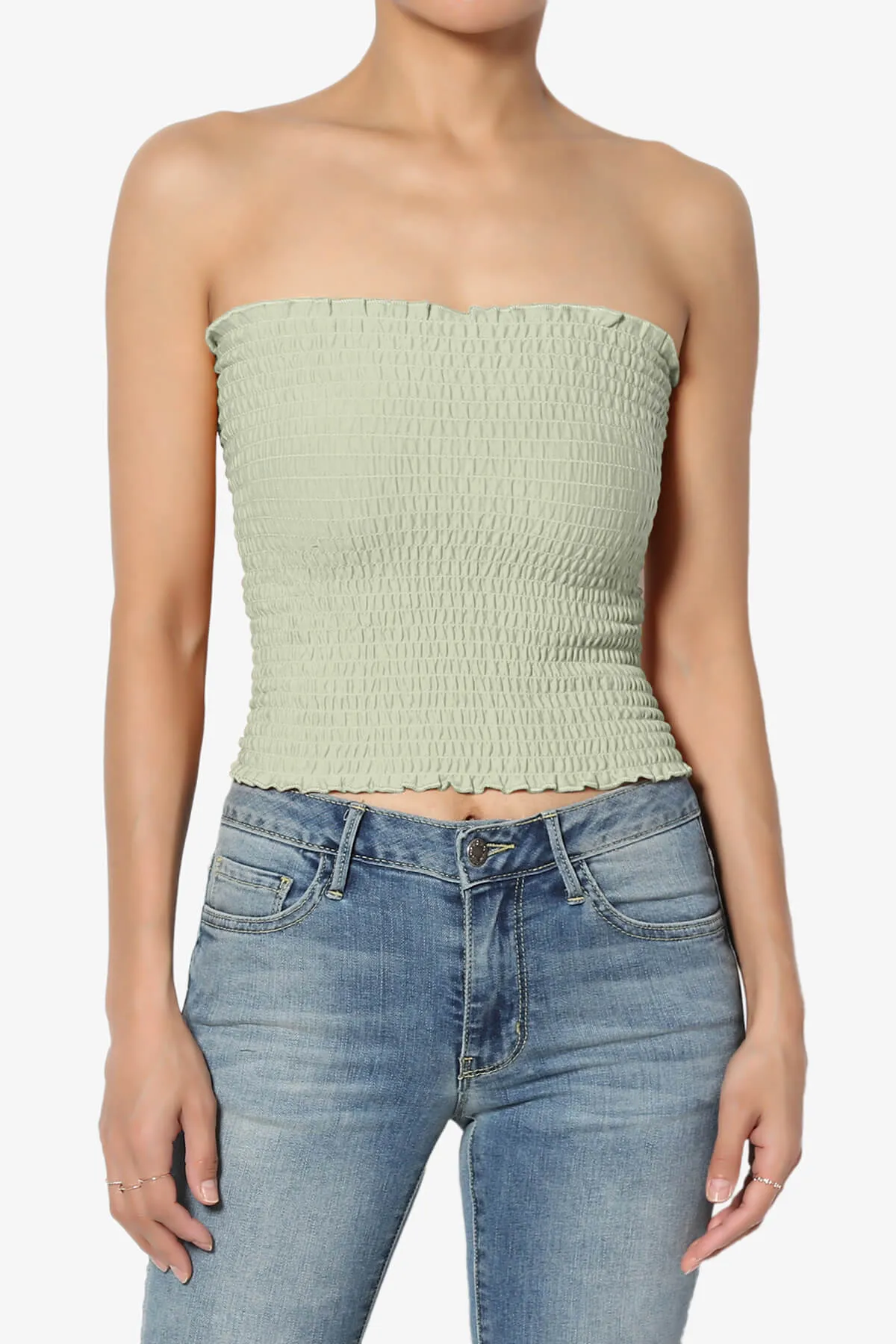 Faleece Smocked Crop Tube Top PLUS