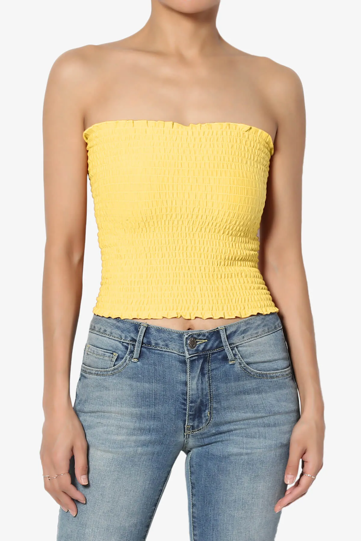 Faleece Smocked Crop Tube Top PLUS
