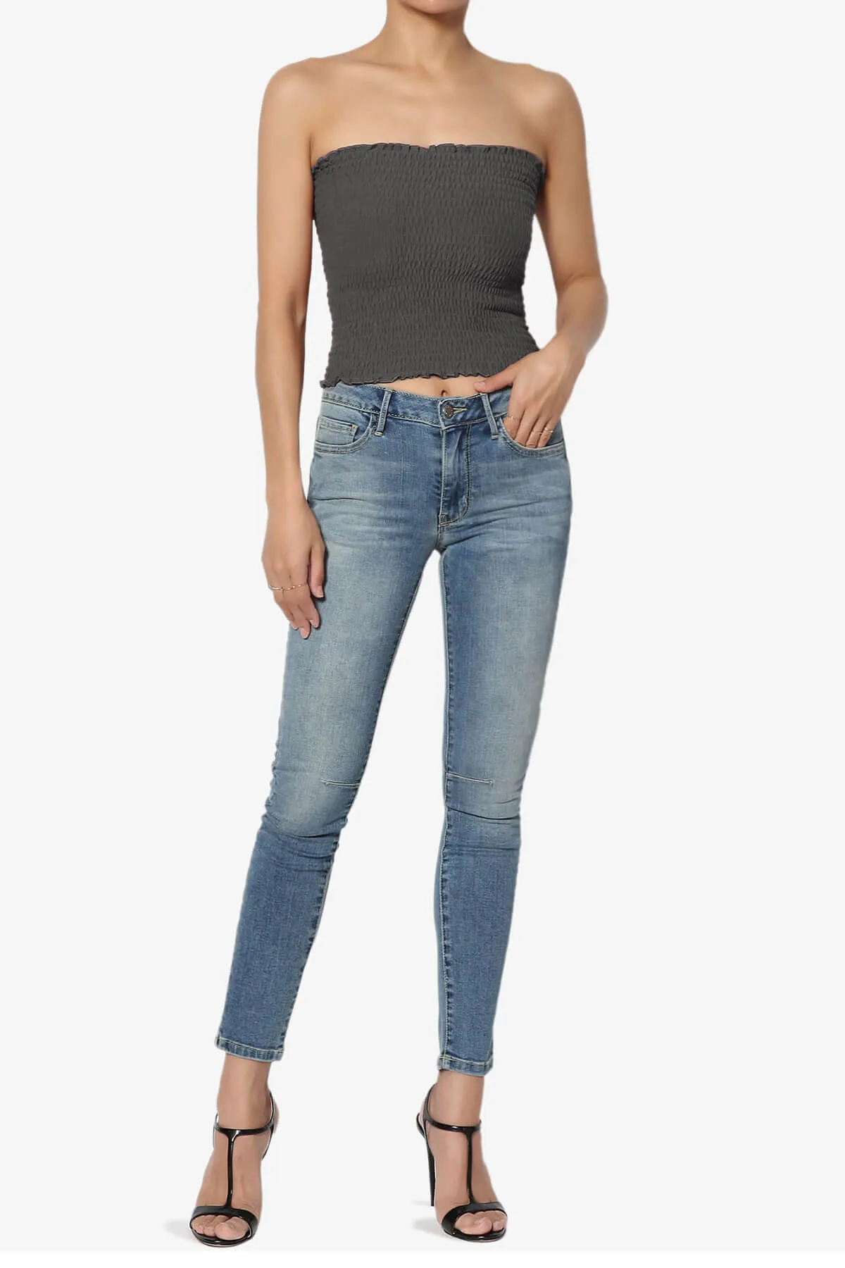 Faleece Smocked Crop Tube Top PLUS