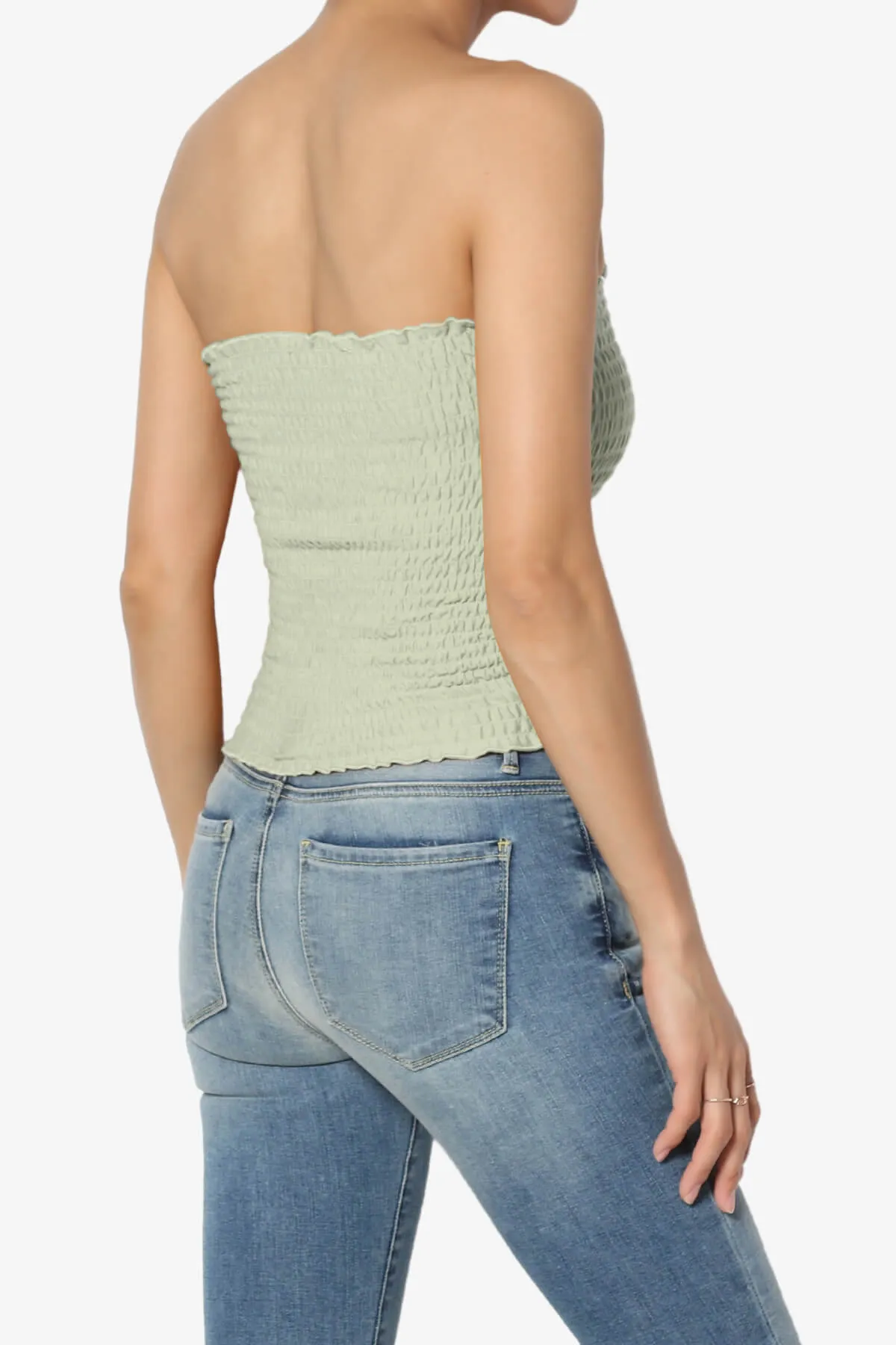 Faleece Smocked Crop Tube Top PLUS