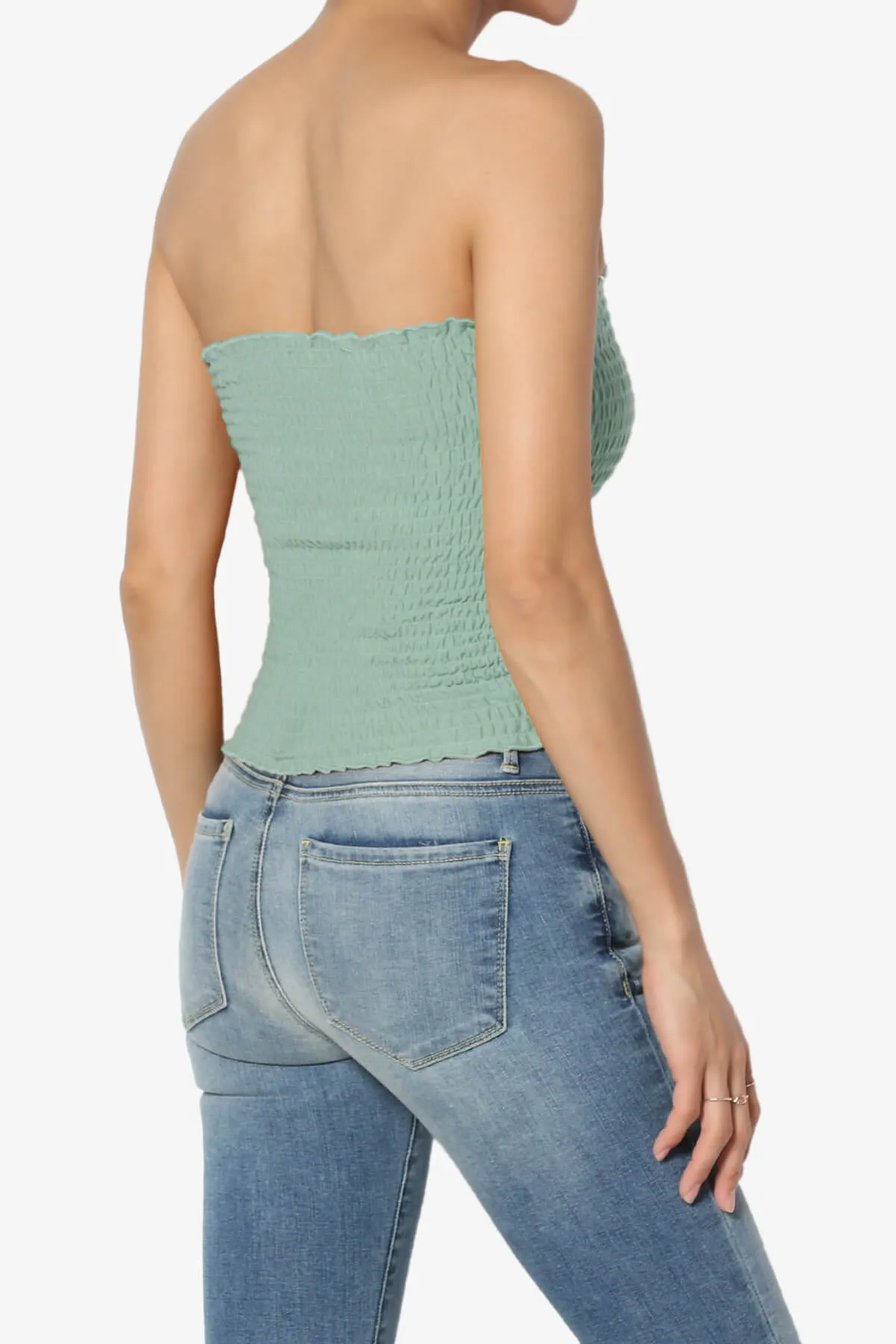 Faleece Smocked Crop Tube Top PLUS