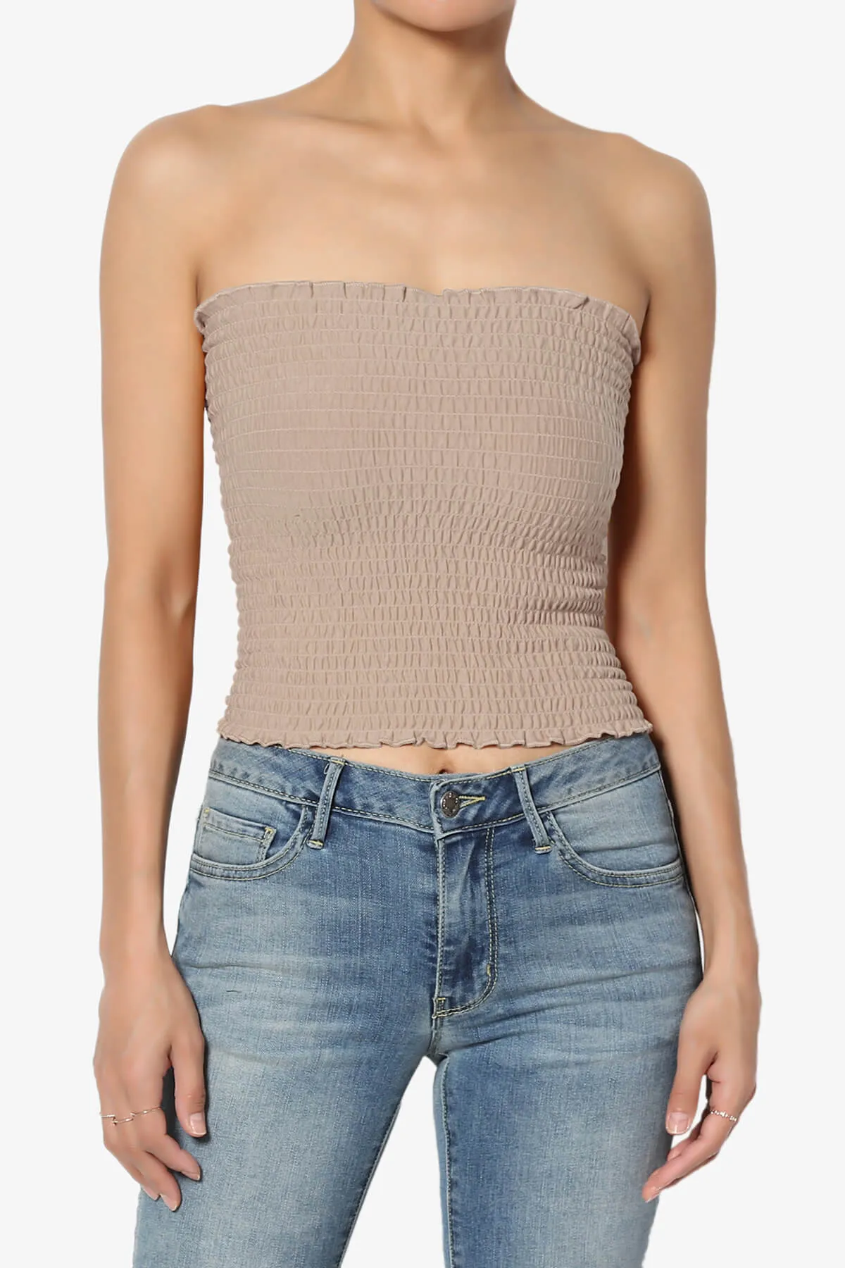 Faleece Smocked Crop Tube Top PLUS