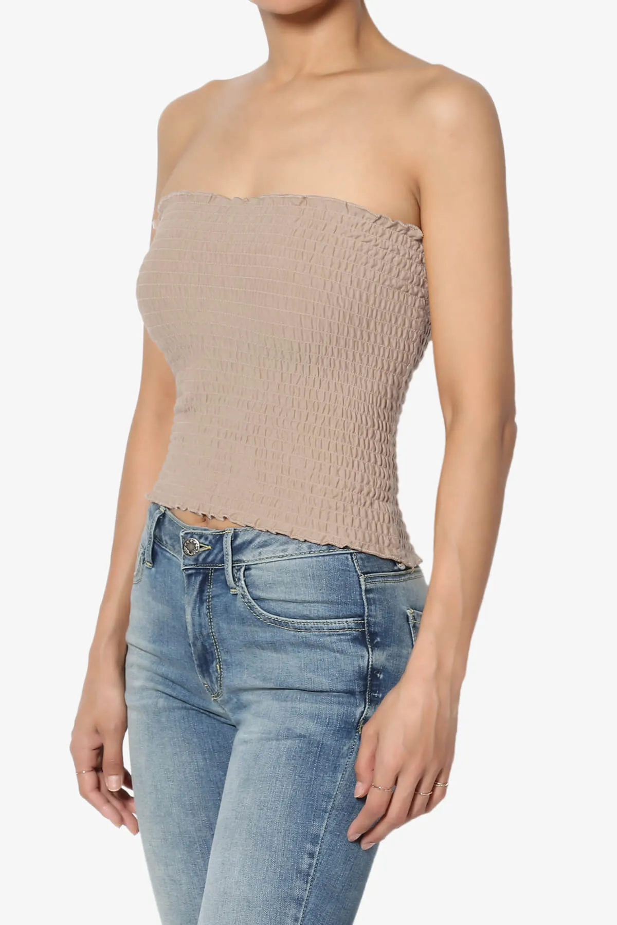 Faleece Smocked Crop Tube Top PLUS