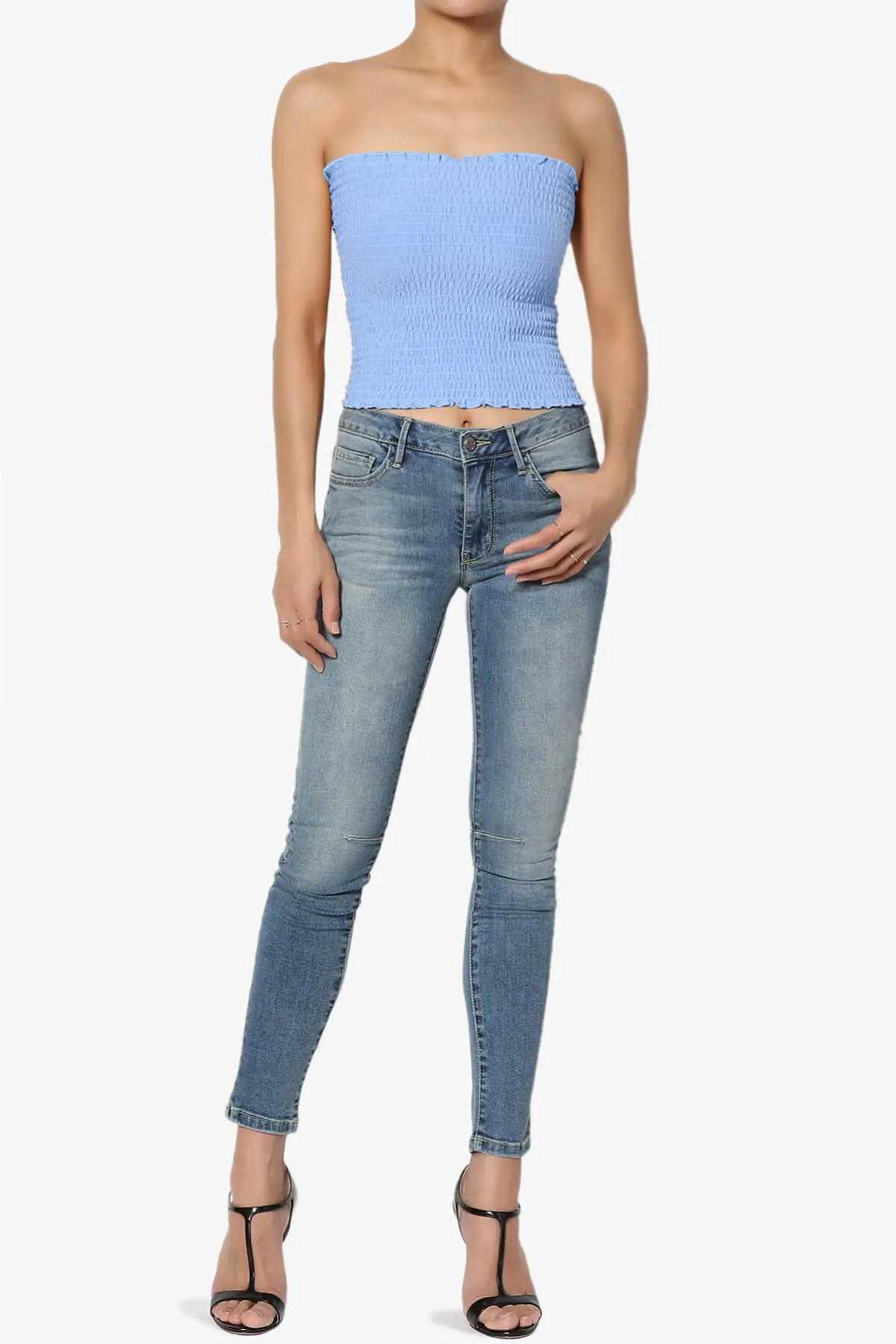 Faleece Smocked Crop Tube Top PLUS