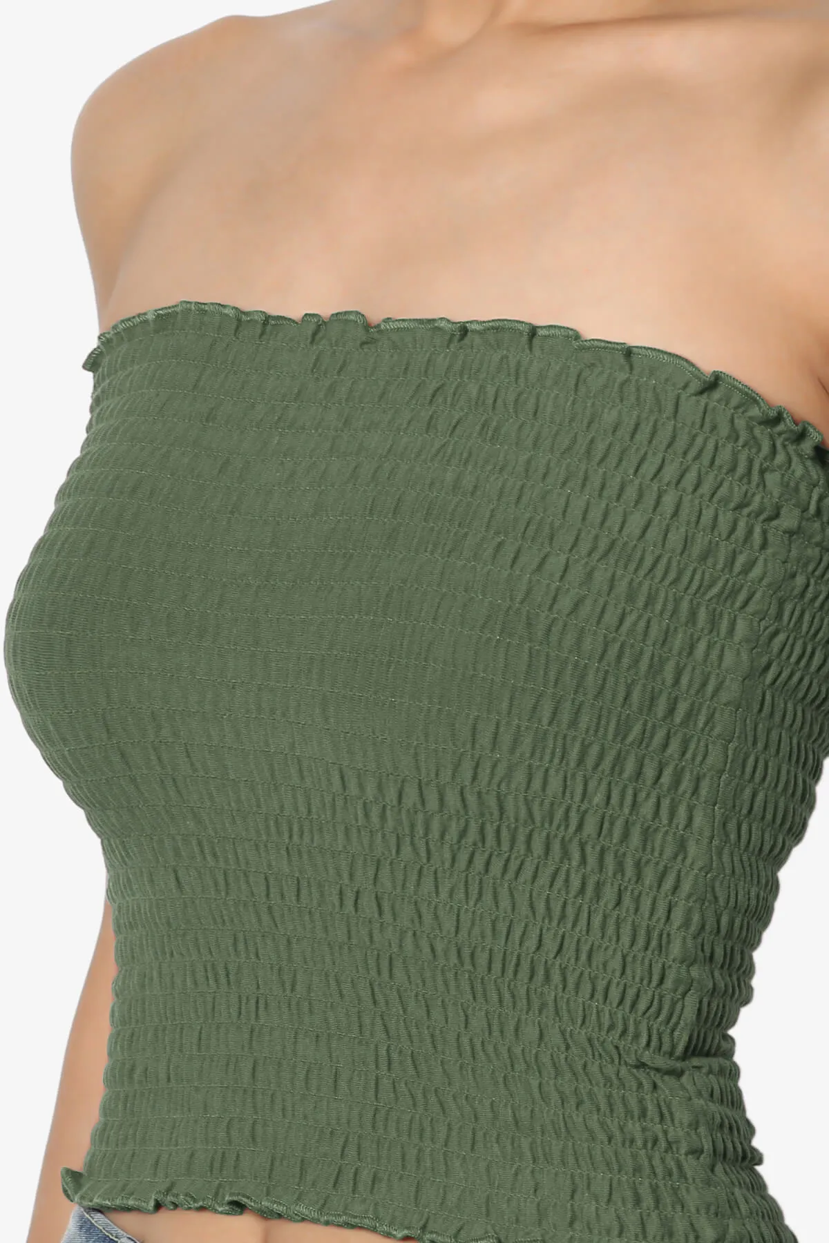 Faleece Smocked Crop Tube Top PLUS