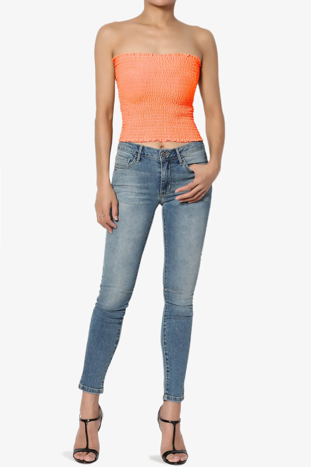 Faleece Smocked Crop Tube Top PLUS