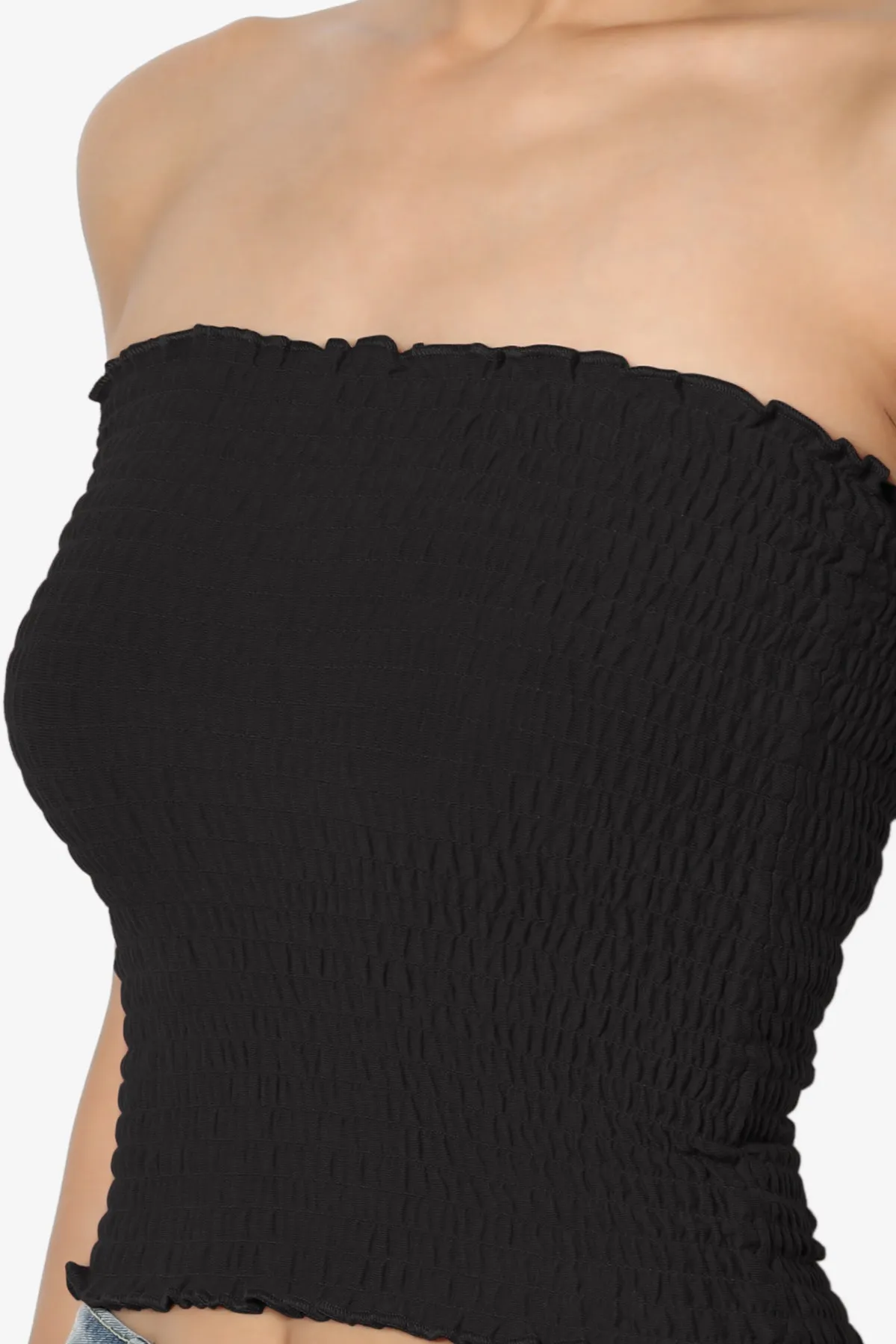 Faleece Smocked Crop Tube Top PLUS