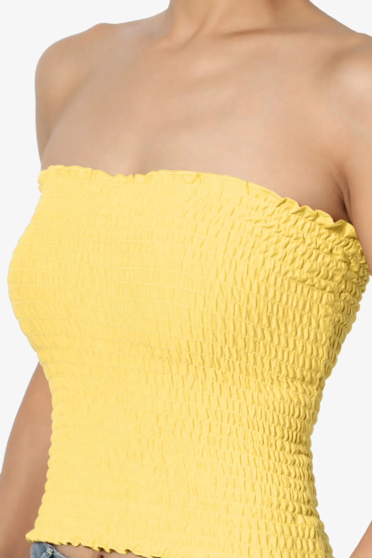 Faleece Smocked Crop Tube Top PLUS