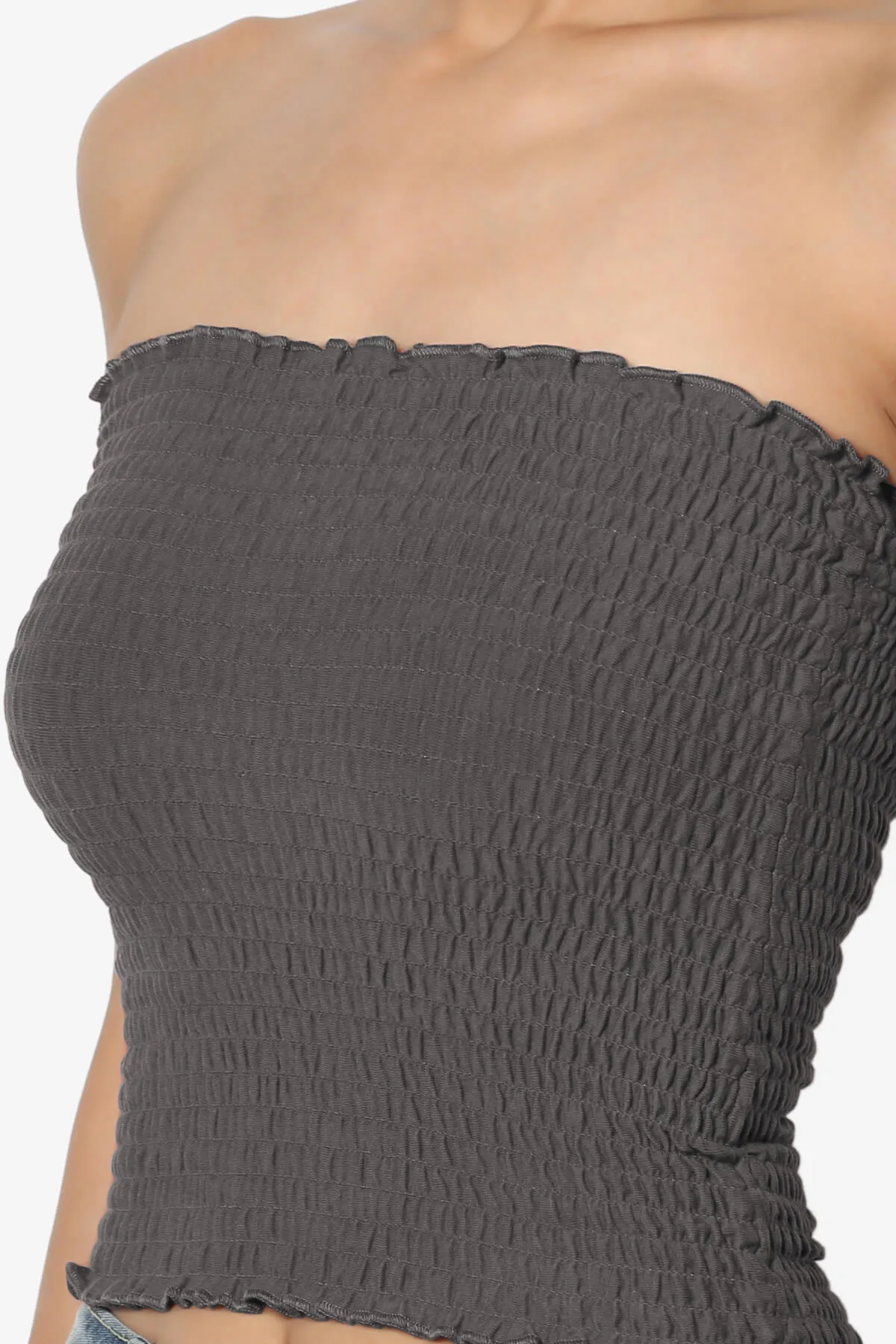 Faleece Smocked Crop Tube Top PLUS