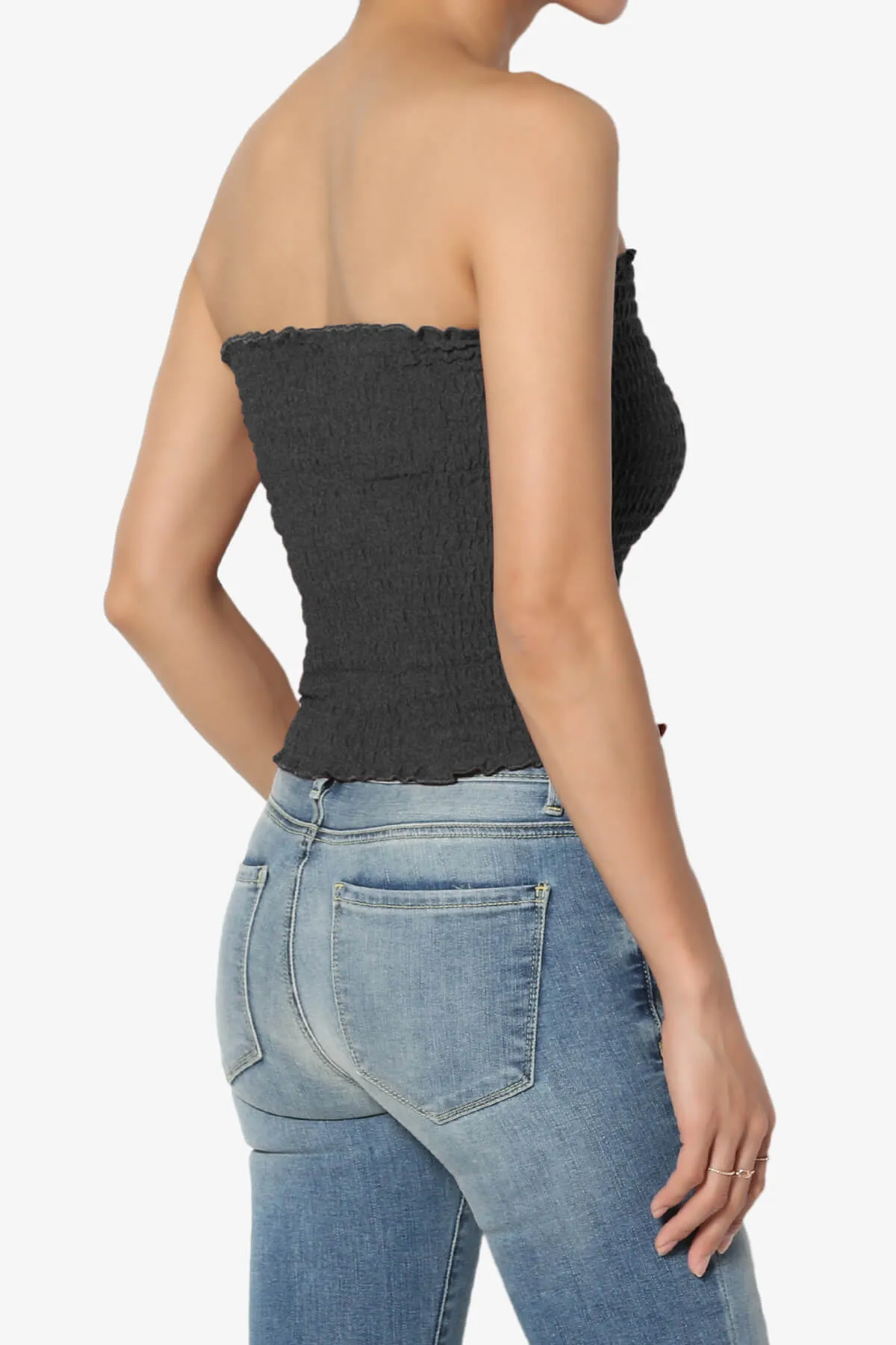 Faleece Smocked Crop Tube Top PLUS