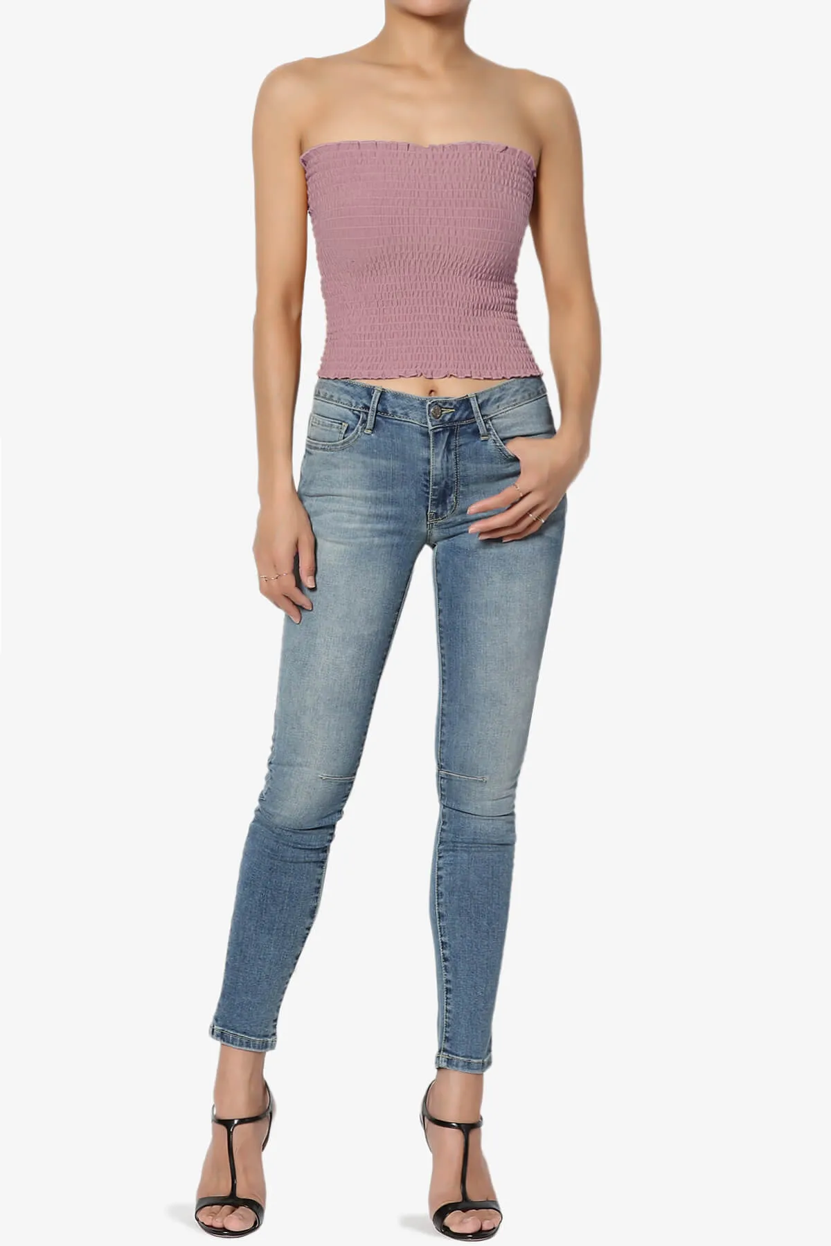 Faleece Smocked Crop Tube Top PLUS